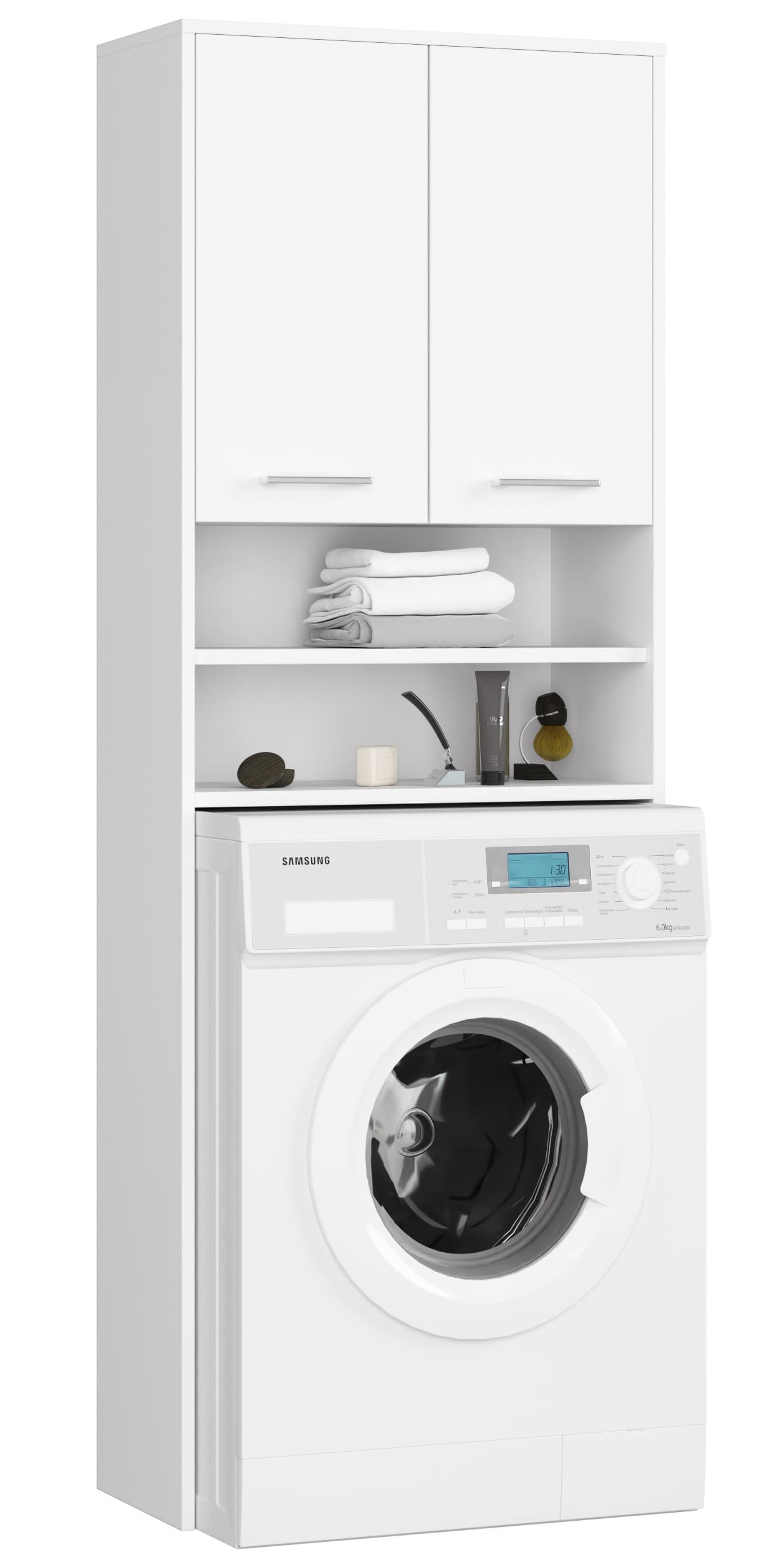 Akord Kylpyhuonekaappi Pesukoneen Päälle Valkoinen 64x30x180