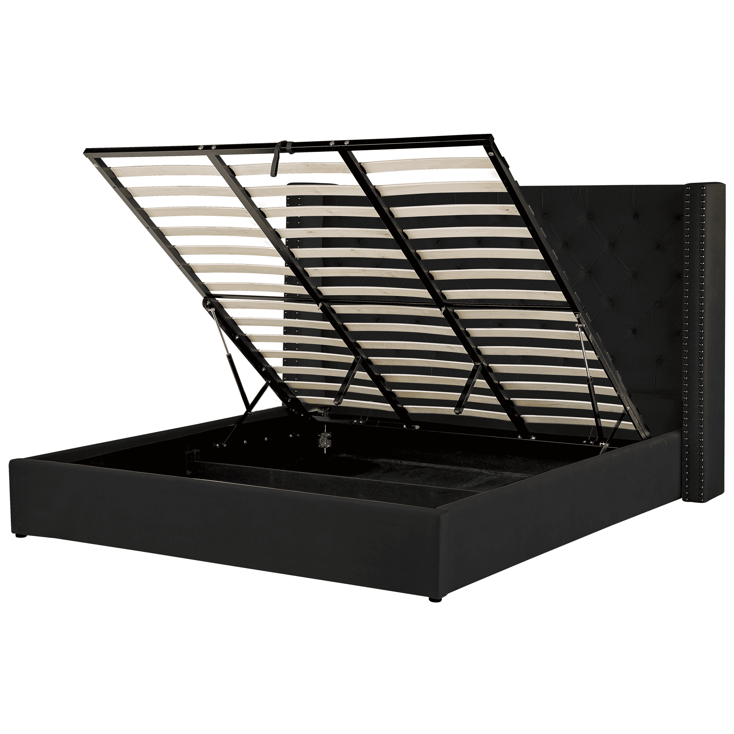 Sänky säilytystilalla sametti LUBBON 180 x 200 cm Musta