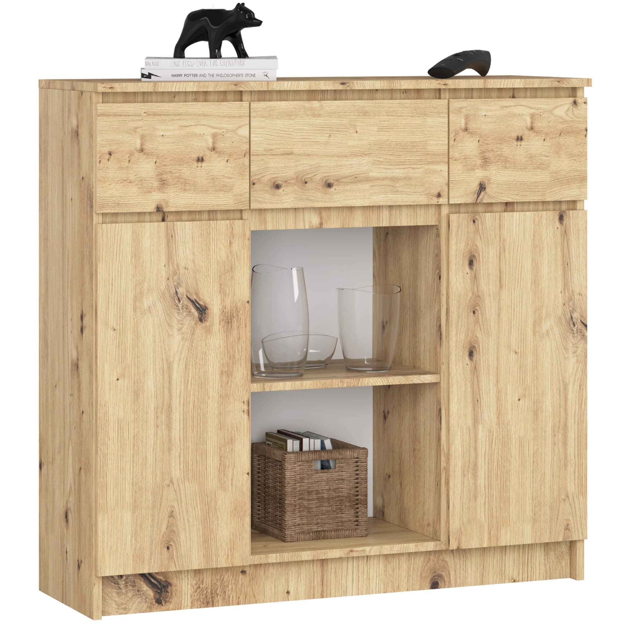 Akord Lipasto 2 Ovea 3 Laatikoa + 1 Pieni Ovi Artisan-tammi 101x35x98