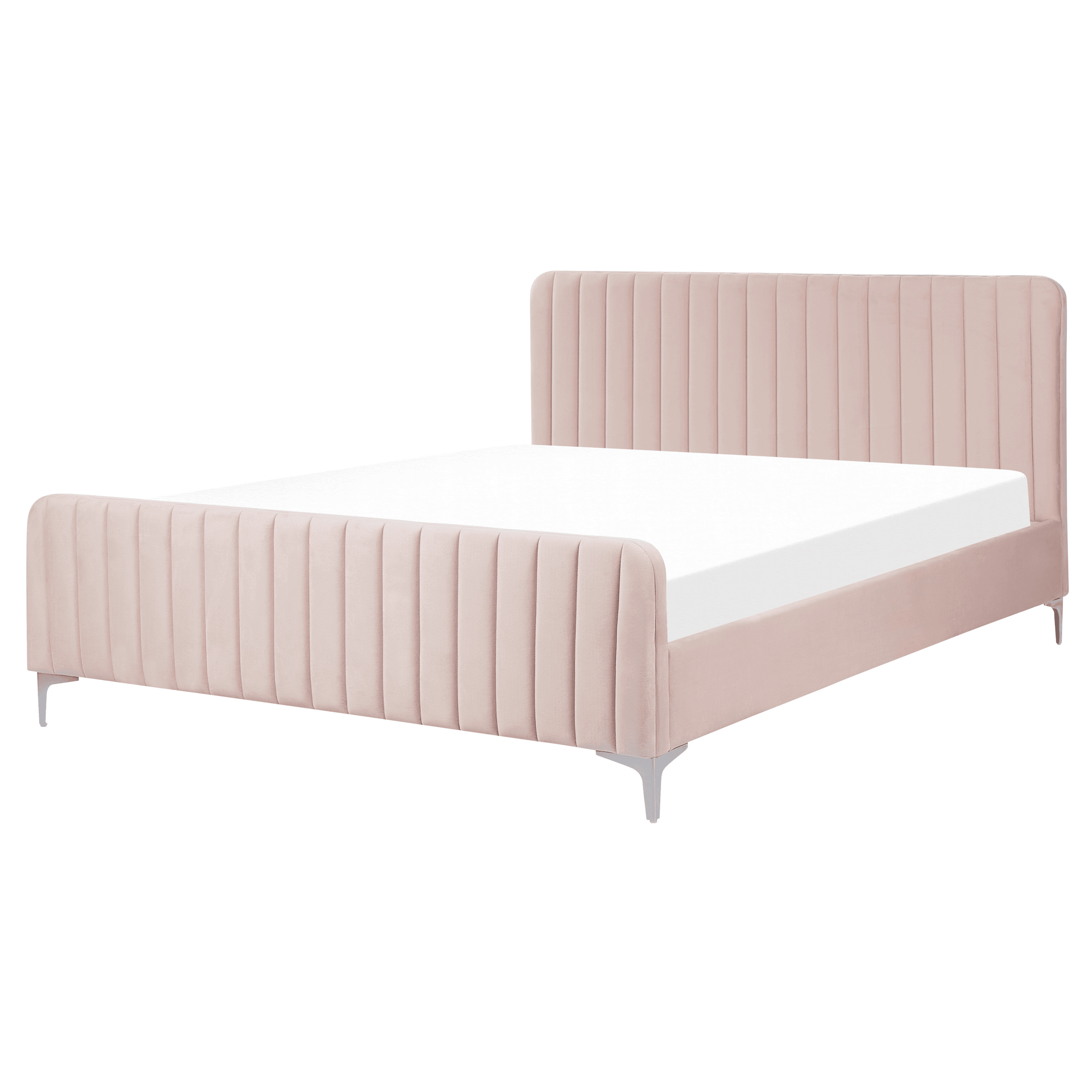 Sänky sametti LUNAN 160 x 200 cm Pastellipinkki