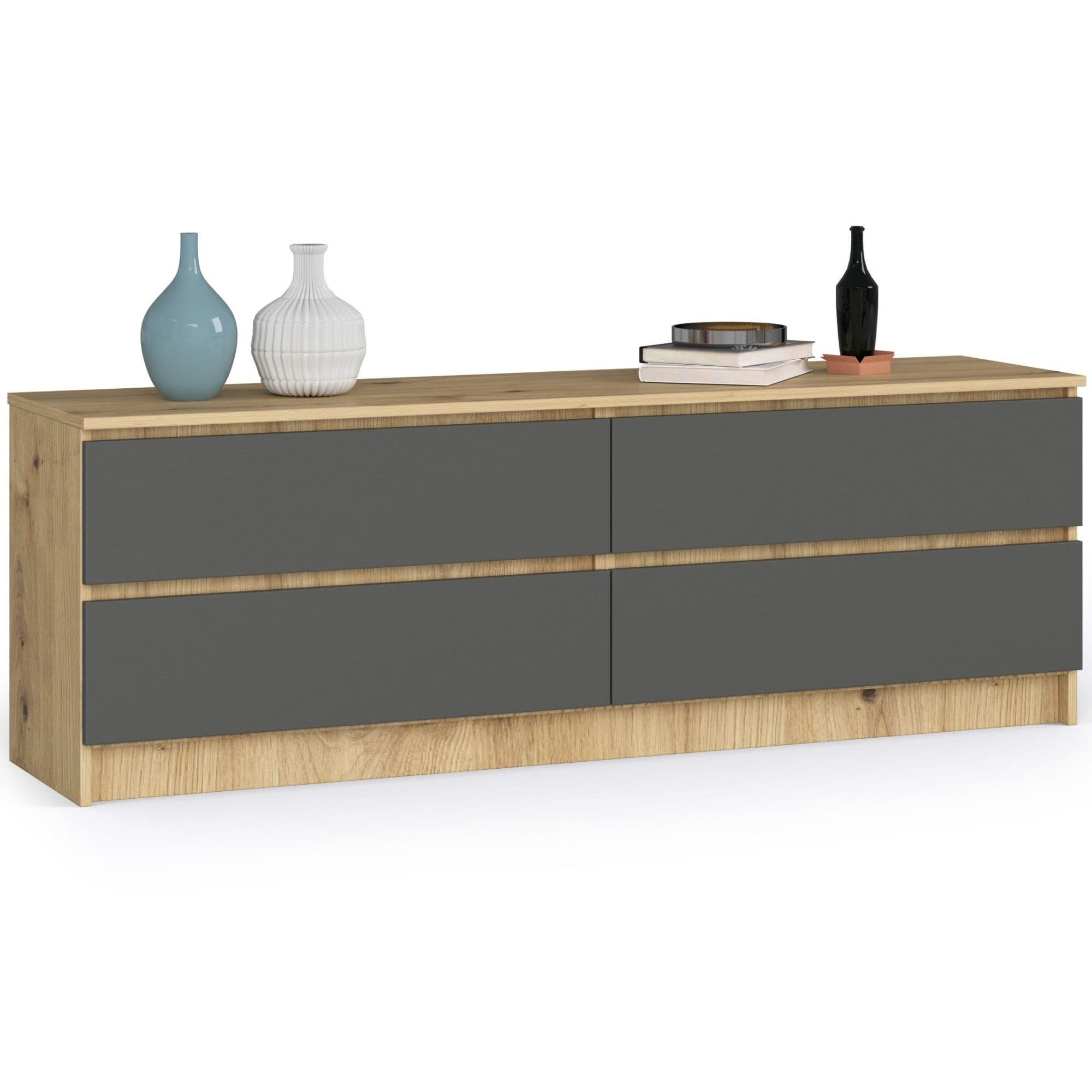 Akord Lipasto 4 laatikkoa Artisan-tammi/Harmaa Grafiitti 160x40x55