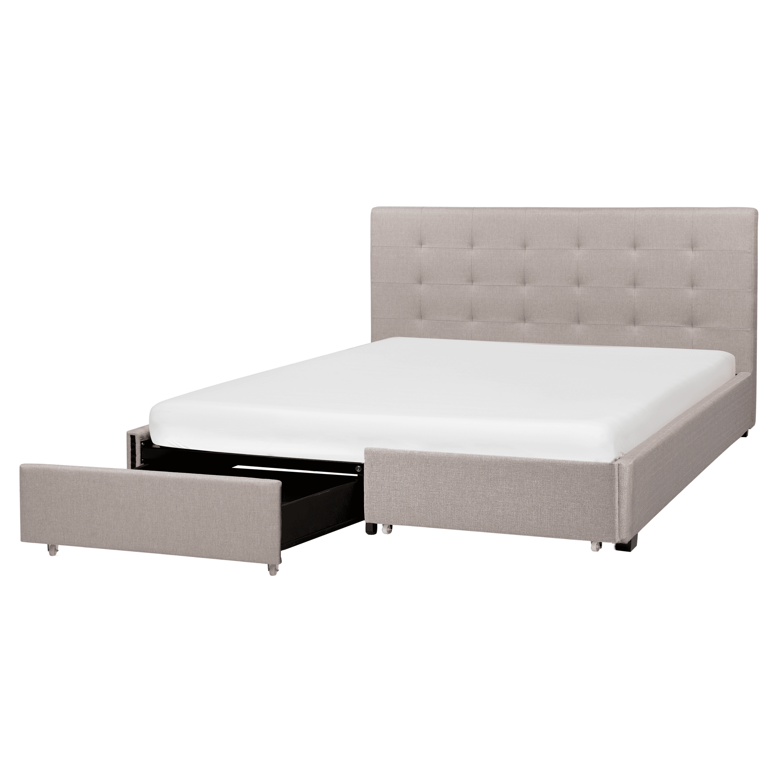 Sänky säilytyslaatikoilla kangas LA ROCHELLE 160 x 200 cm Vaaleanharmaa