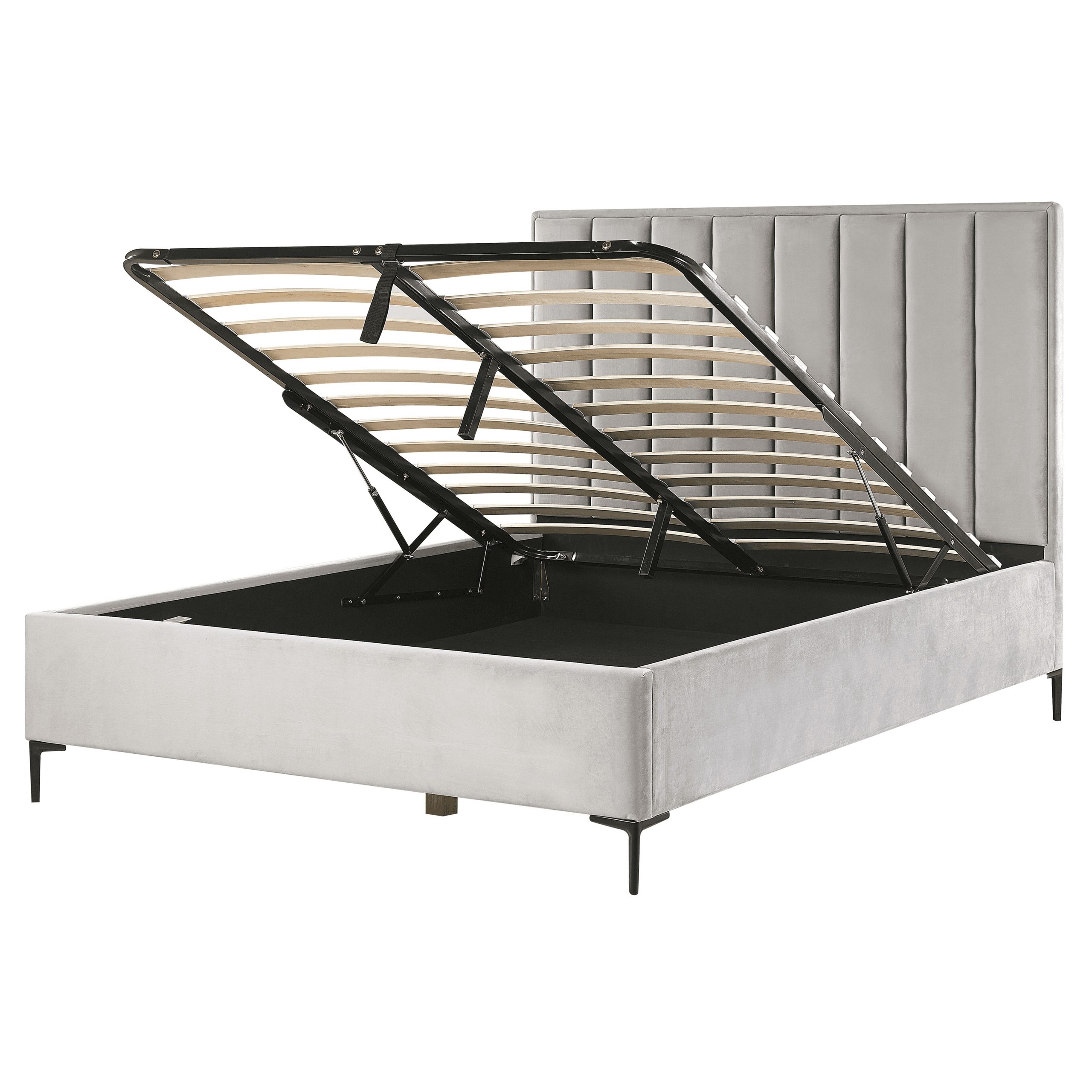 Sänky säilytystilalla sametti SEZANNE 160 x 200 cm Vaaleanharmaa