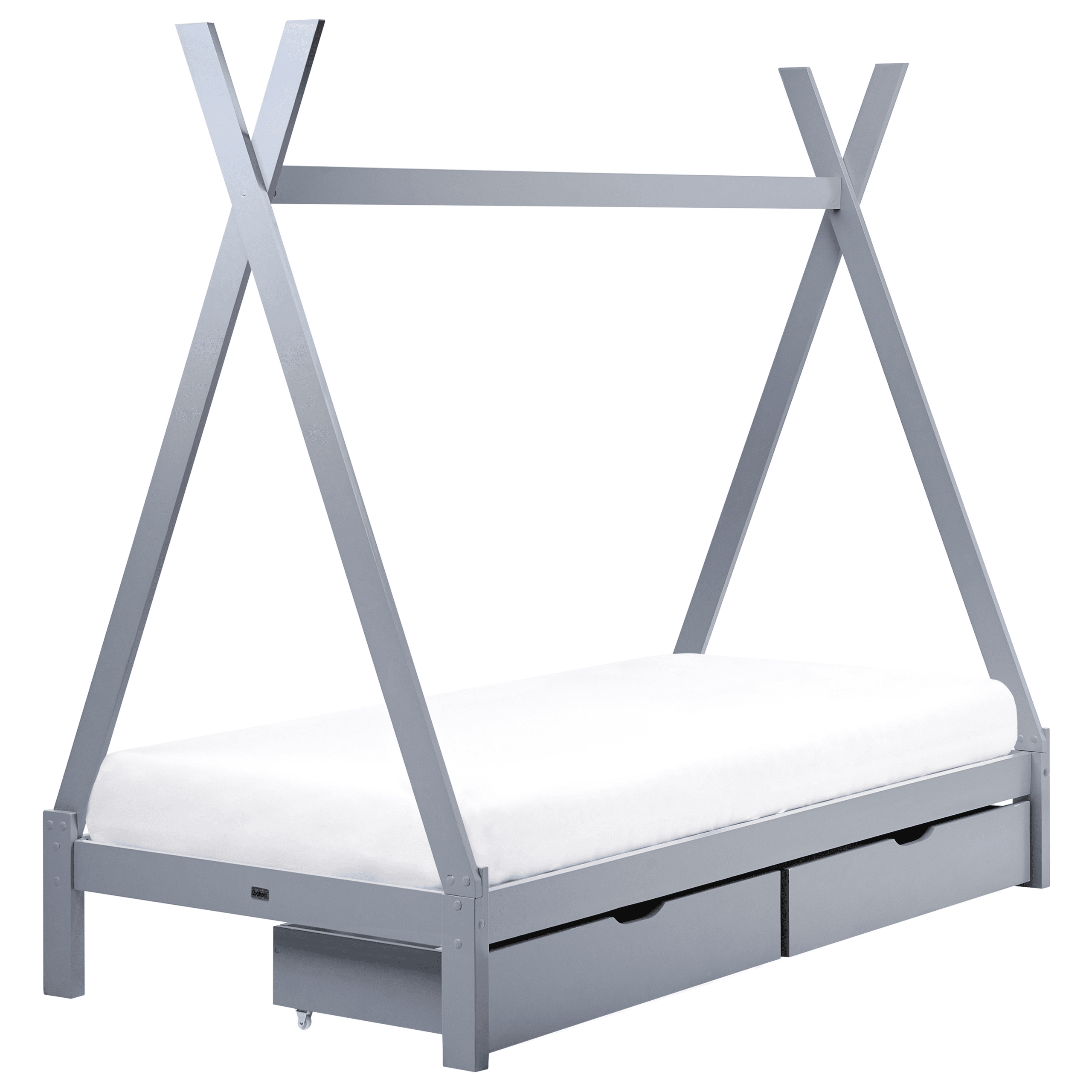 Sänky mänty 2 laatikkoa harmaa 90 x 200 cm DEVAY