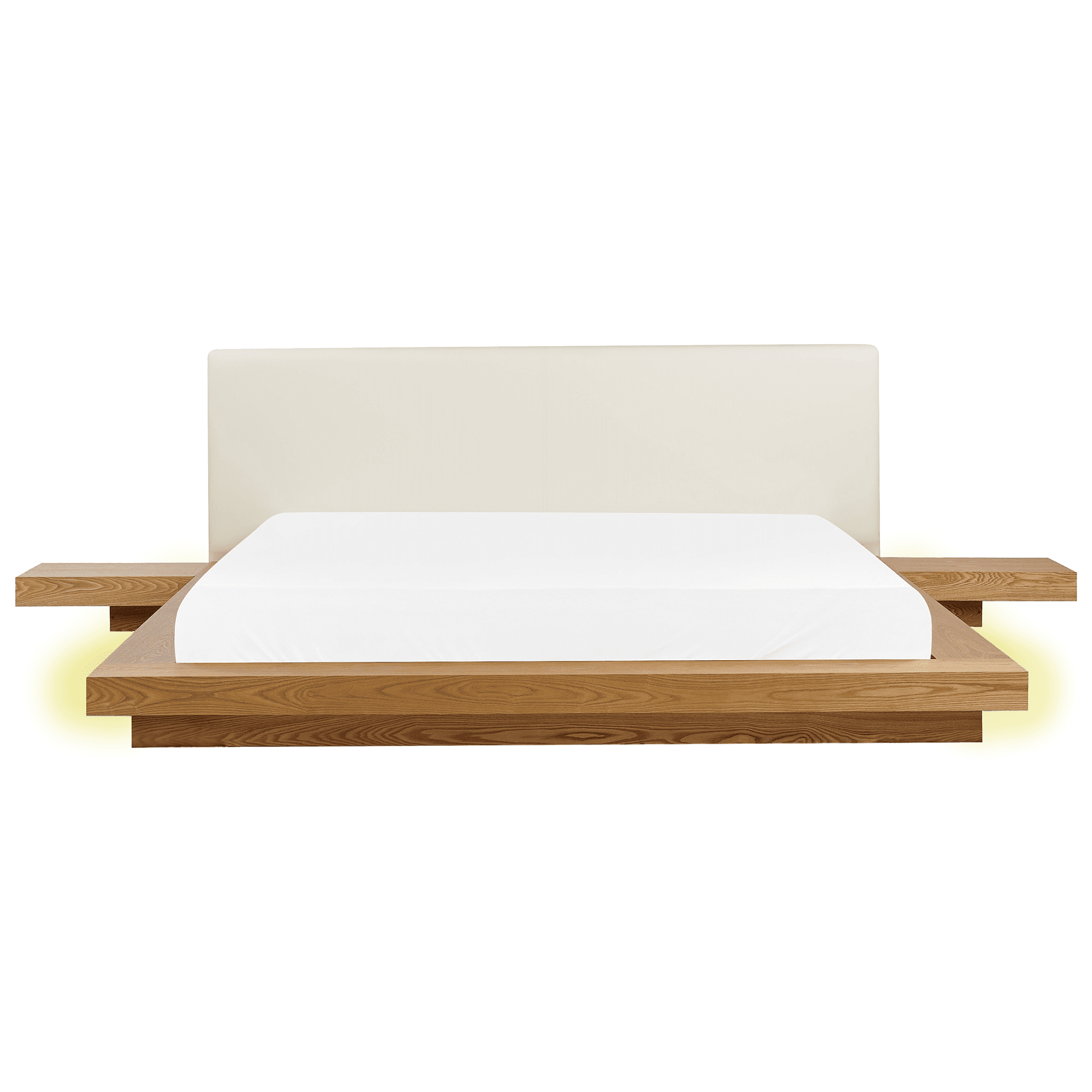 Sänky LED-valoilla keinonahka ZEN 180 x 200 cm Luonnollinen saarni