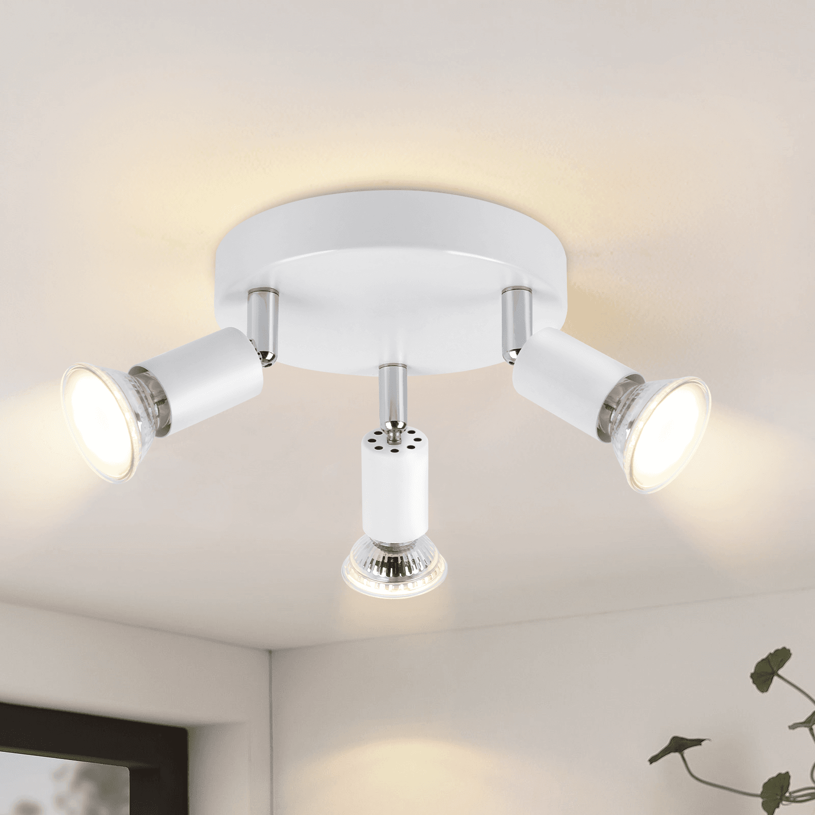 ZMH GU10 LED-kattovalaisin - 3 modernia pyöreää kattokohdevaloa, 350° valokeila keittiöihin, käytäviin - polttimot eivät sisälly toimitukseen