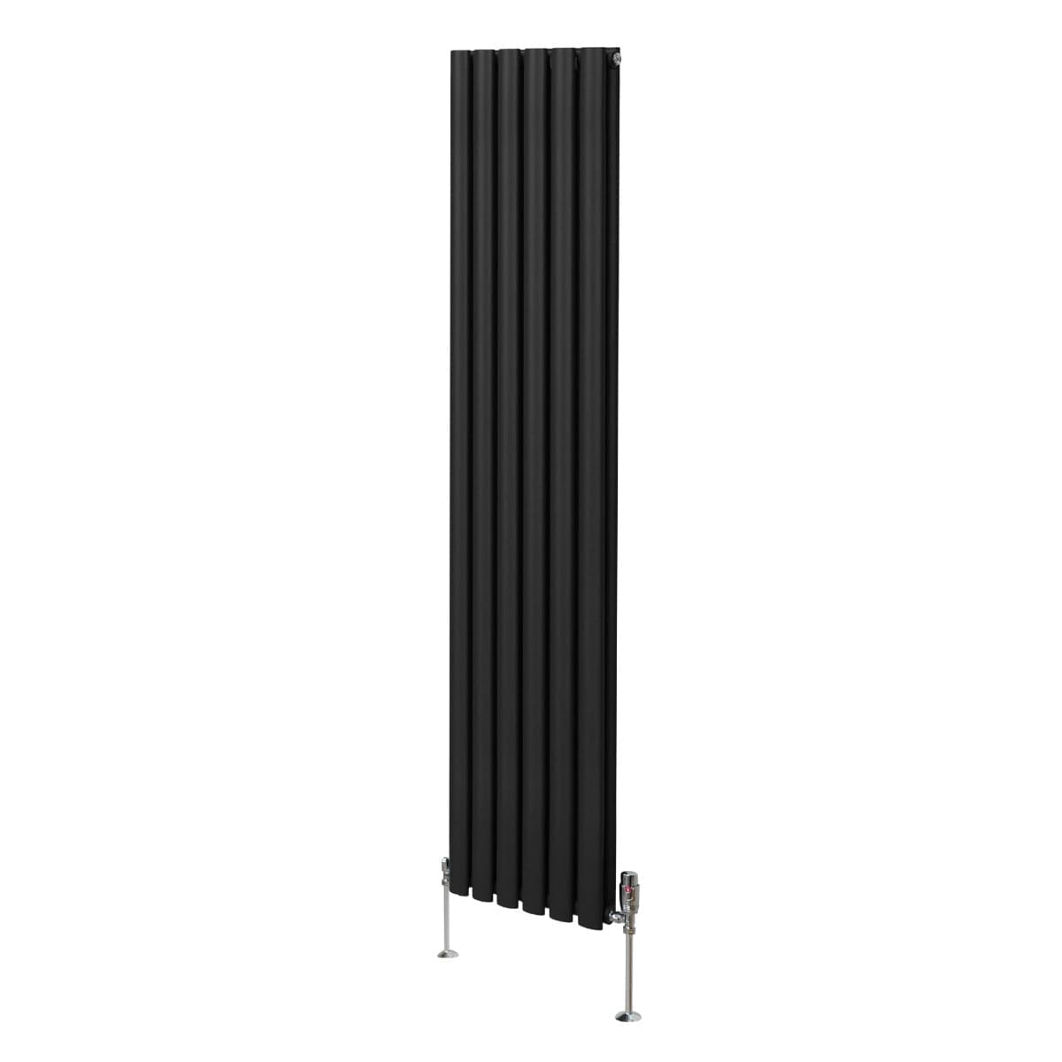 Soikea pylväspatteri ja venttiilit - 1800 mm x 360 mm – Musta