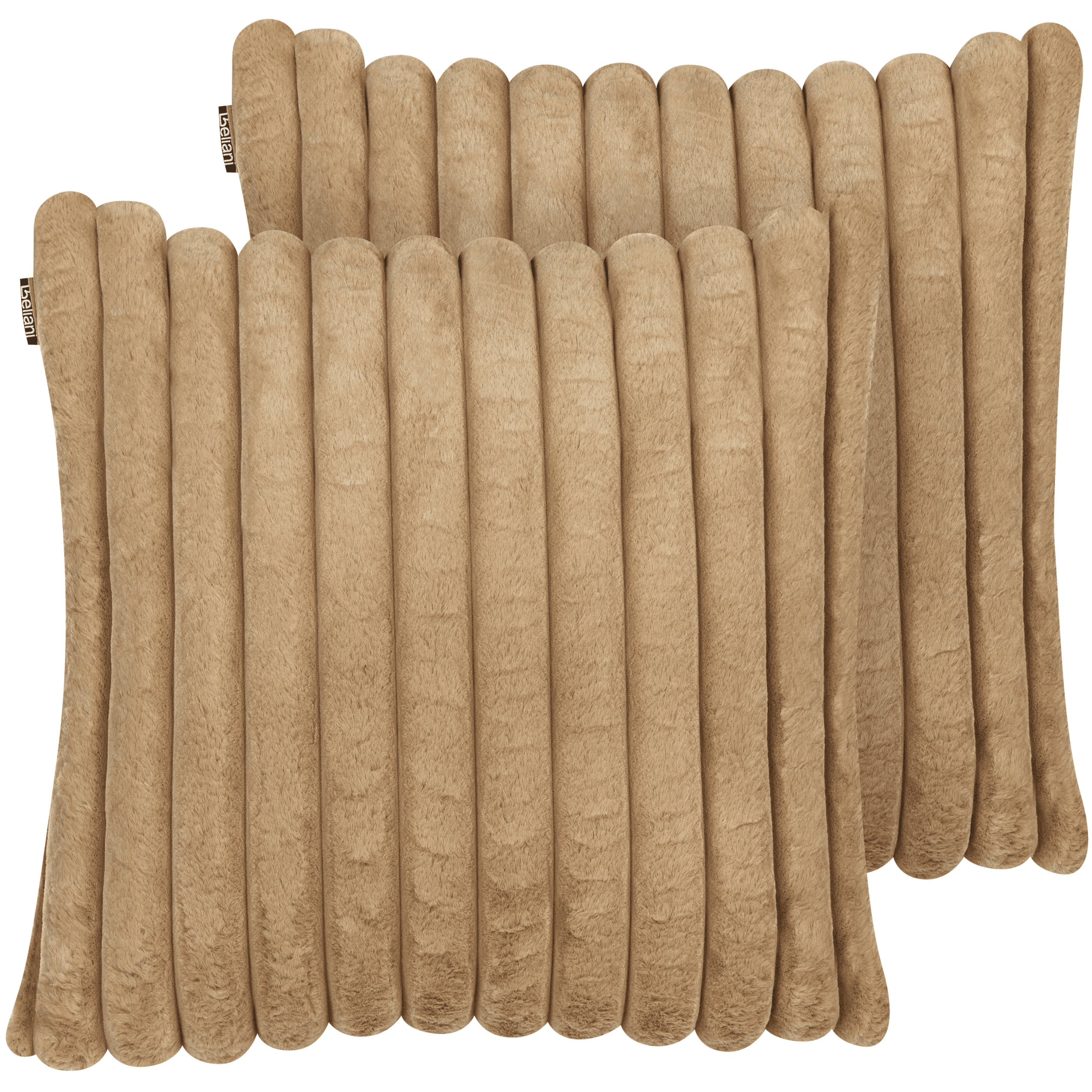 Koristetyynysetti 2 kpl RAKYA keinoturkis 45 x 45 cm Vaaleanruskea Raitakuvio