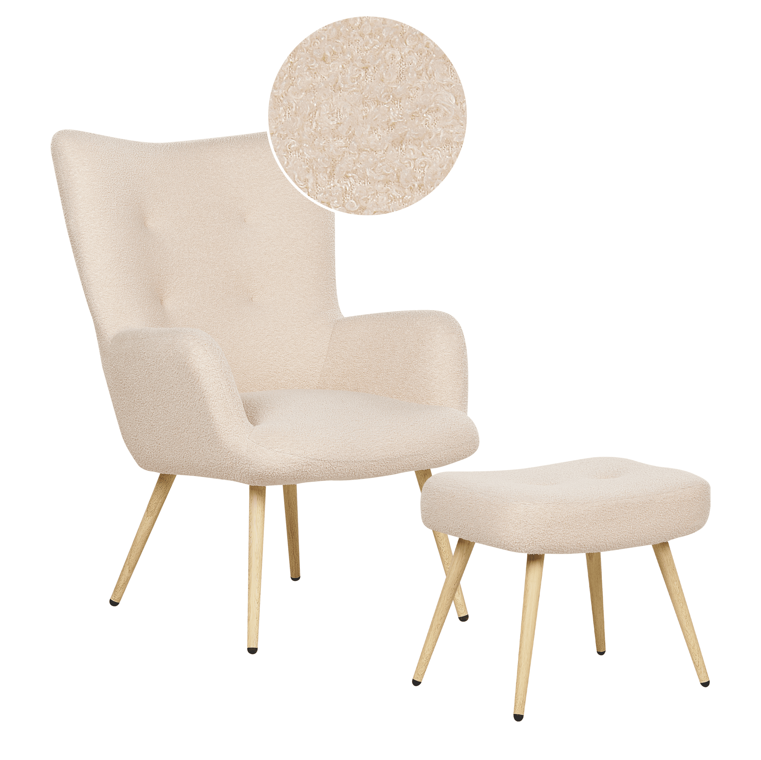 Wingback-tuoli VEJLE ja rahi buklee Beige