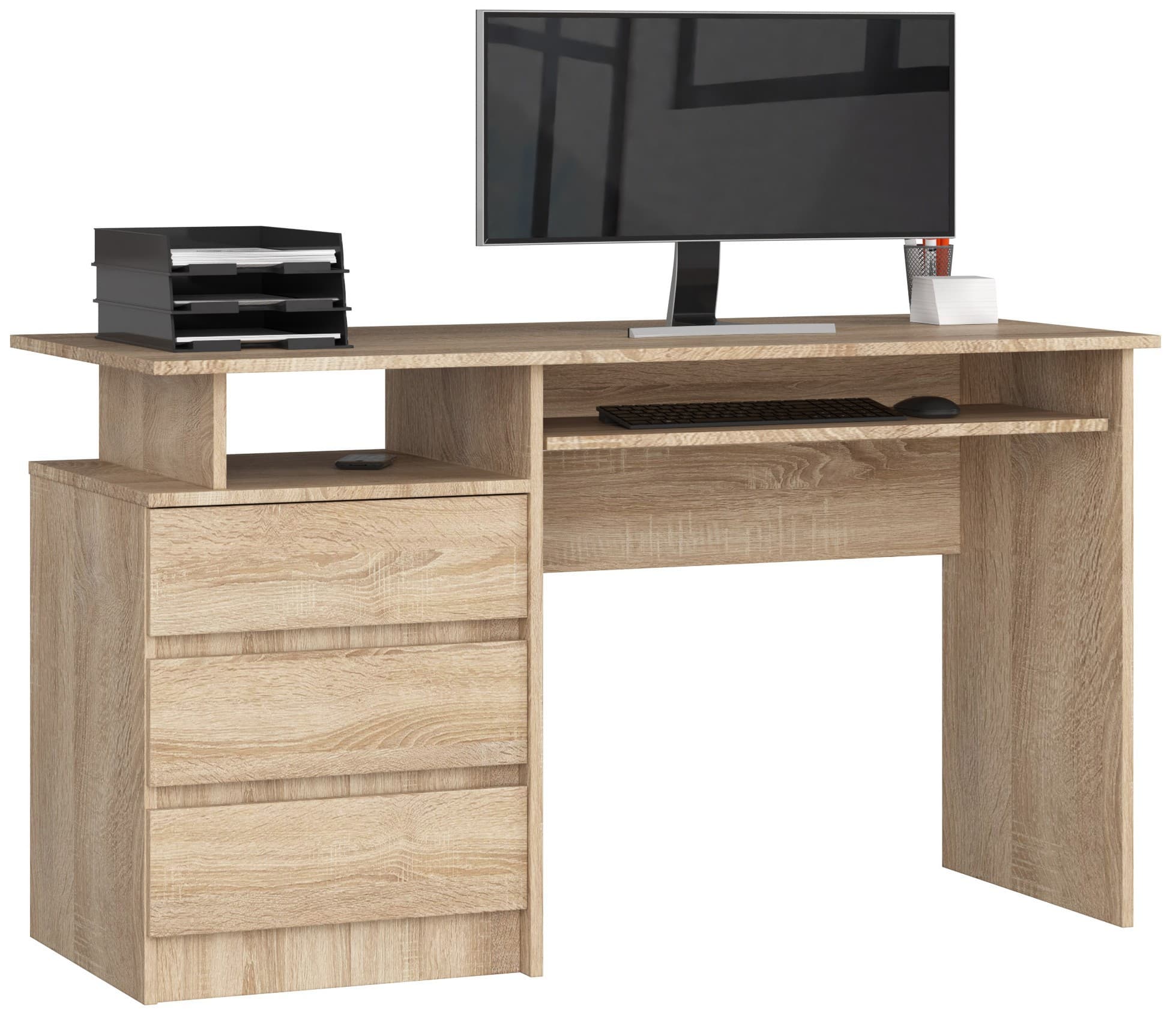 Akord Kirjoituspöytä 3 laatikkoa Sonoma-tammi 135x60x77