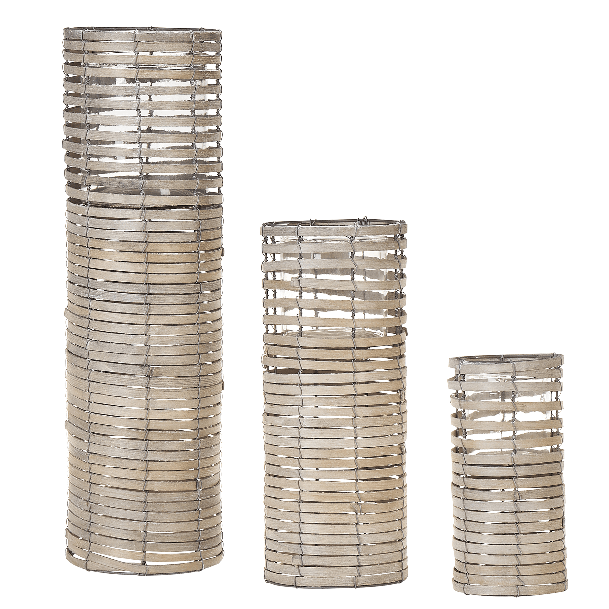 Kynttilänjalkasetti 3 kpl ROVARE poppeli 60/39/25 cm Harmaa