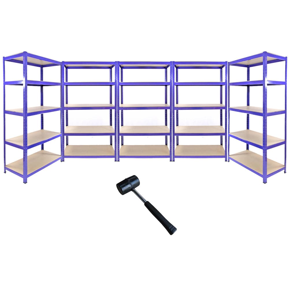 Monster Racking T-Rax -metalliset säilytyshyllyt, sininen, 90 cm leveä, 45 cm syvä, 5 kpl:n setti