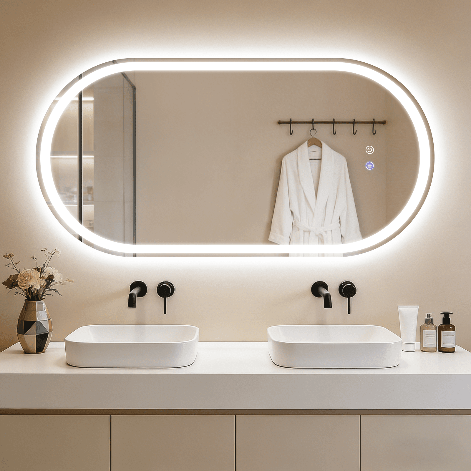 ZMH Soikea kylpyhuoneen peili 60×120 cm IP44 seinäpeili kosketuskytkimellä 3000k - 6500k