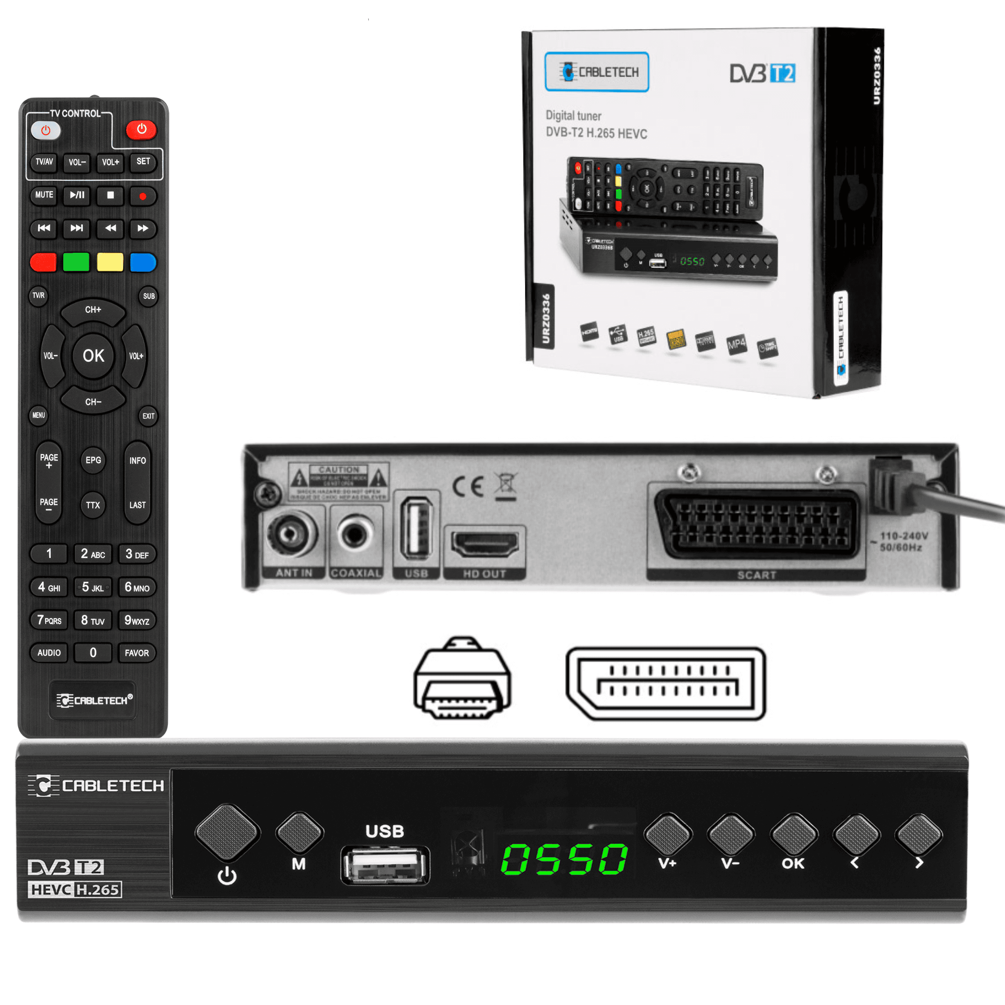 DVB-T2 DVB-C Hevc H.265 10-bittinen maanpäällinen TV-dekooderi Cabletech