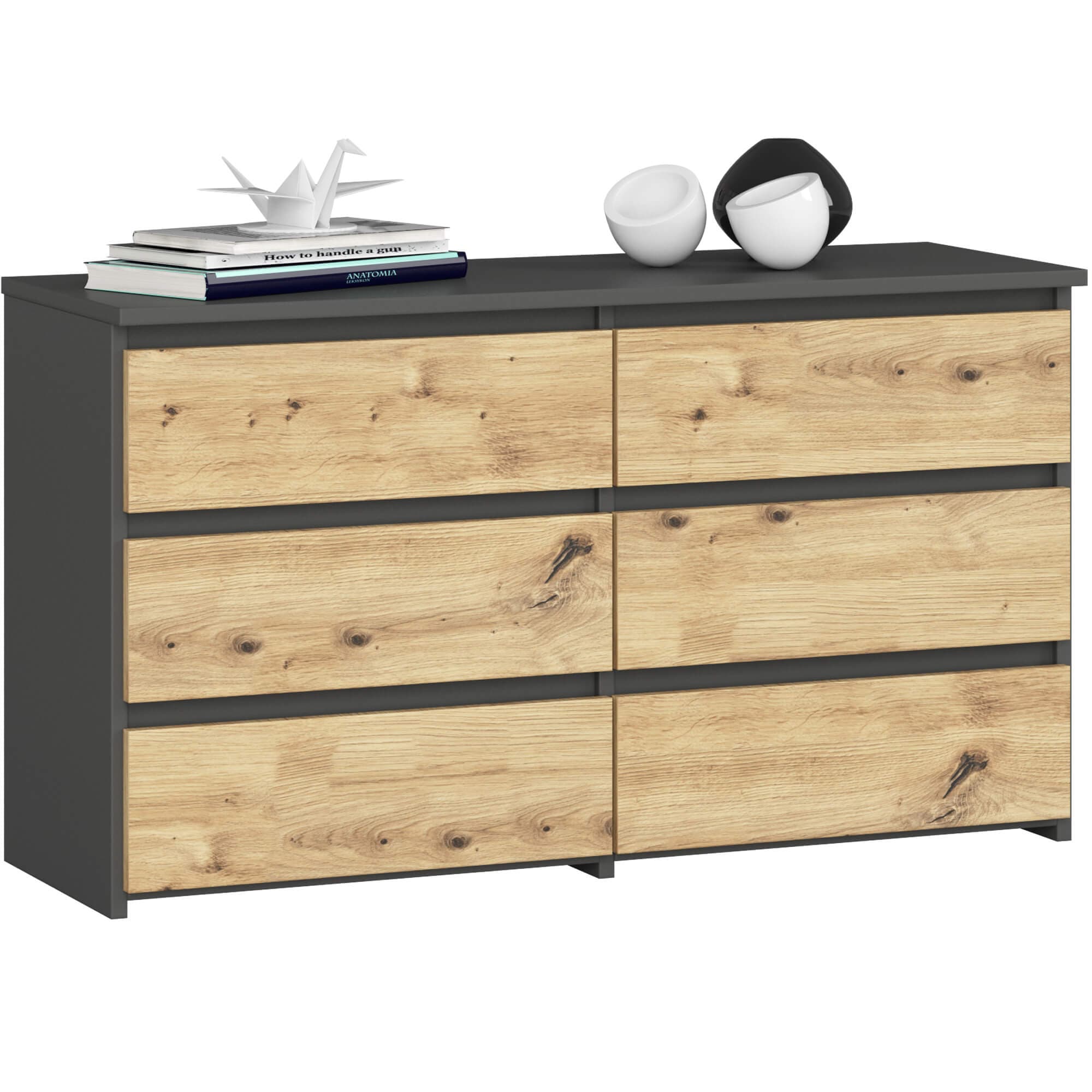 Akord Lipasto 6 Laatikoa Grafiitti/Artisan-tammi 100x35x57