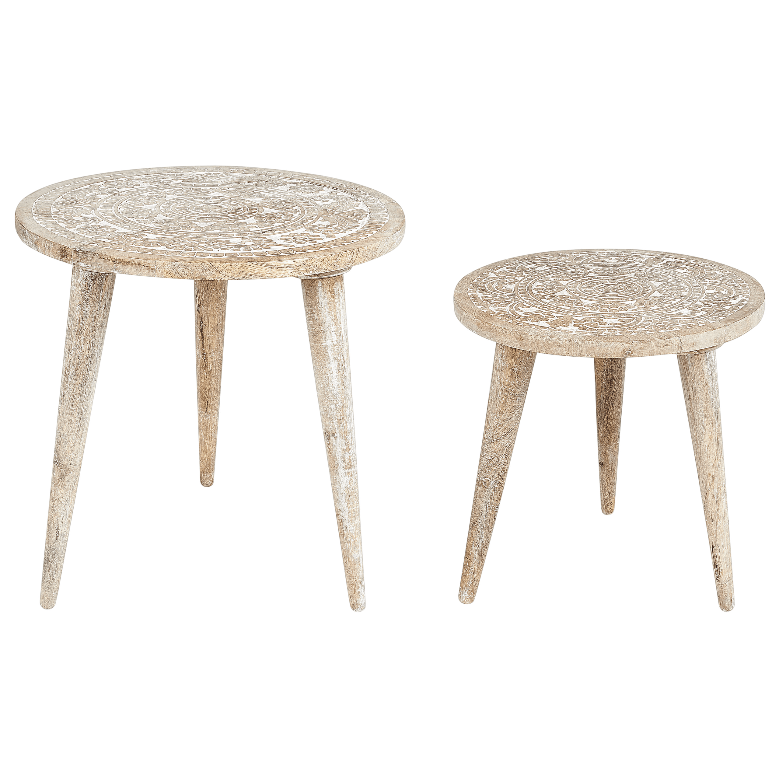 Sivupöytäsetti 2 kpl UDAY mangopuu Valkoinen