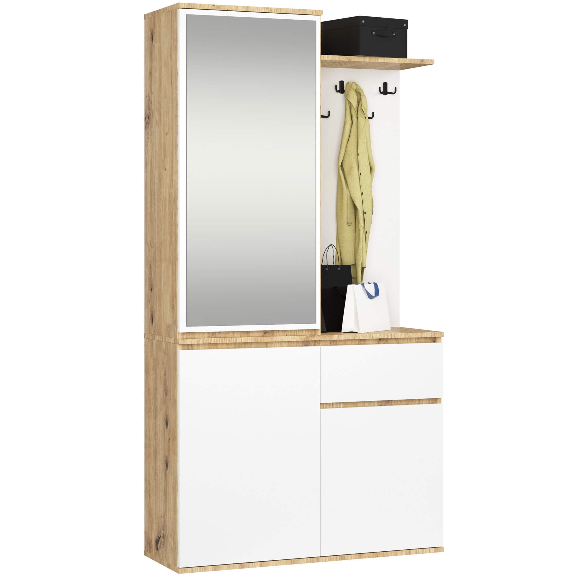 Akord Eteiskalustesarja Entro Artisan-tammi/Valkoinen 95x35x183