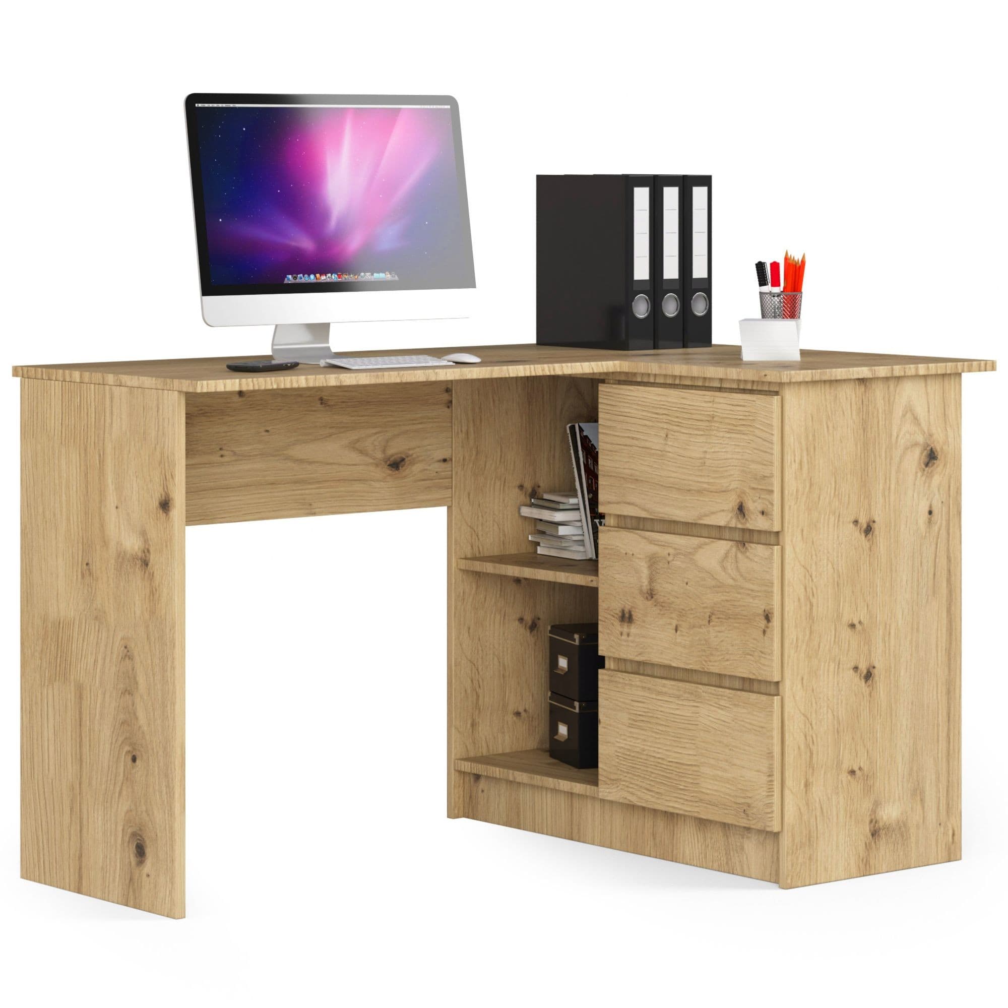 Akord Kulmapöytä 3 laatikkoa Oikea Artisan-tammi 124x85x77