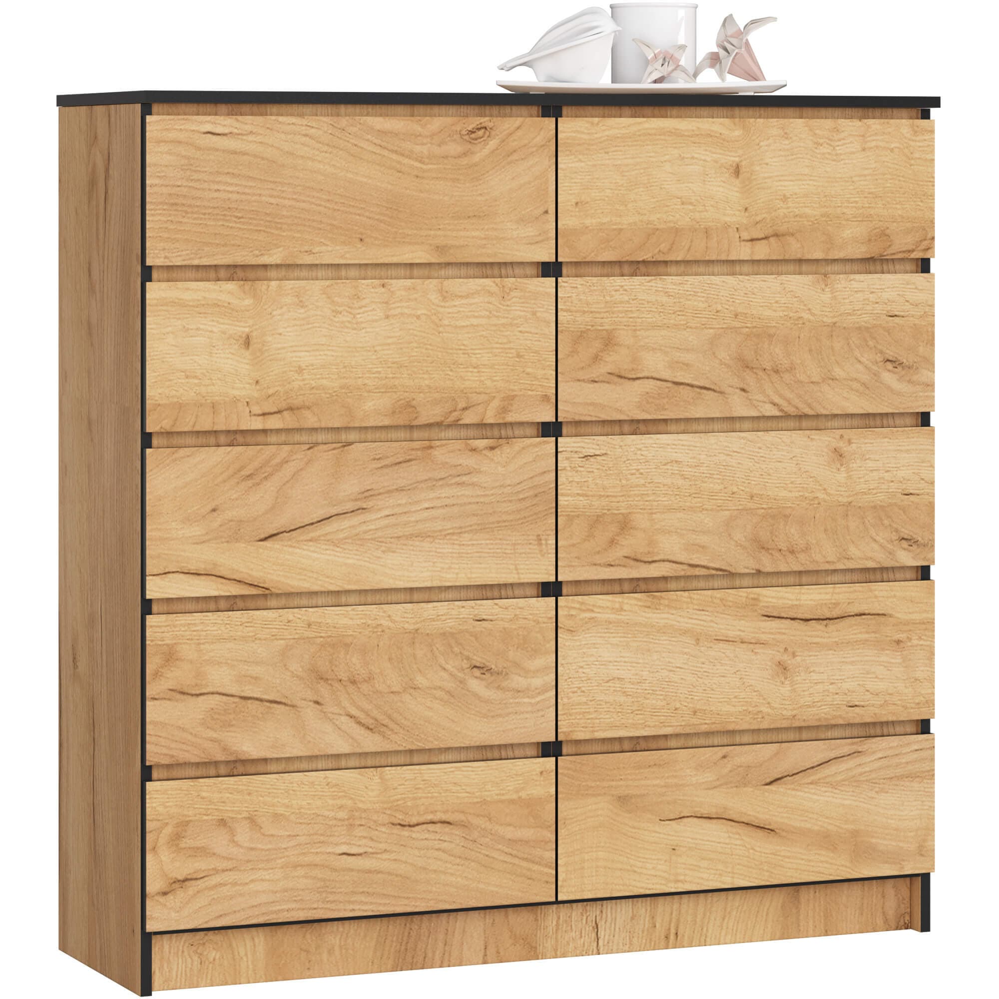 Akord Lipasto 10 Laatikkoa Craft-tammi 120x40x121