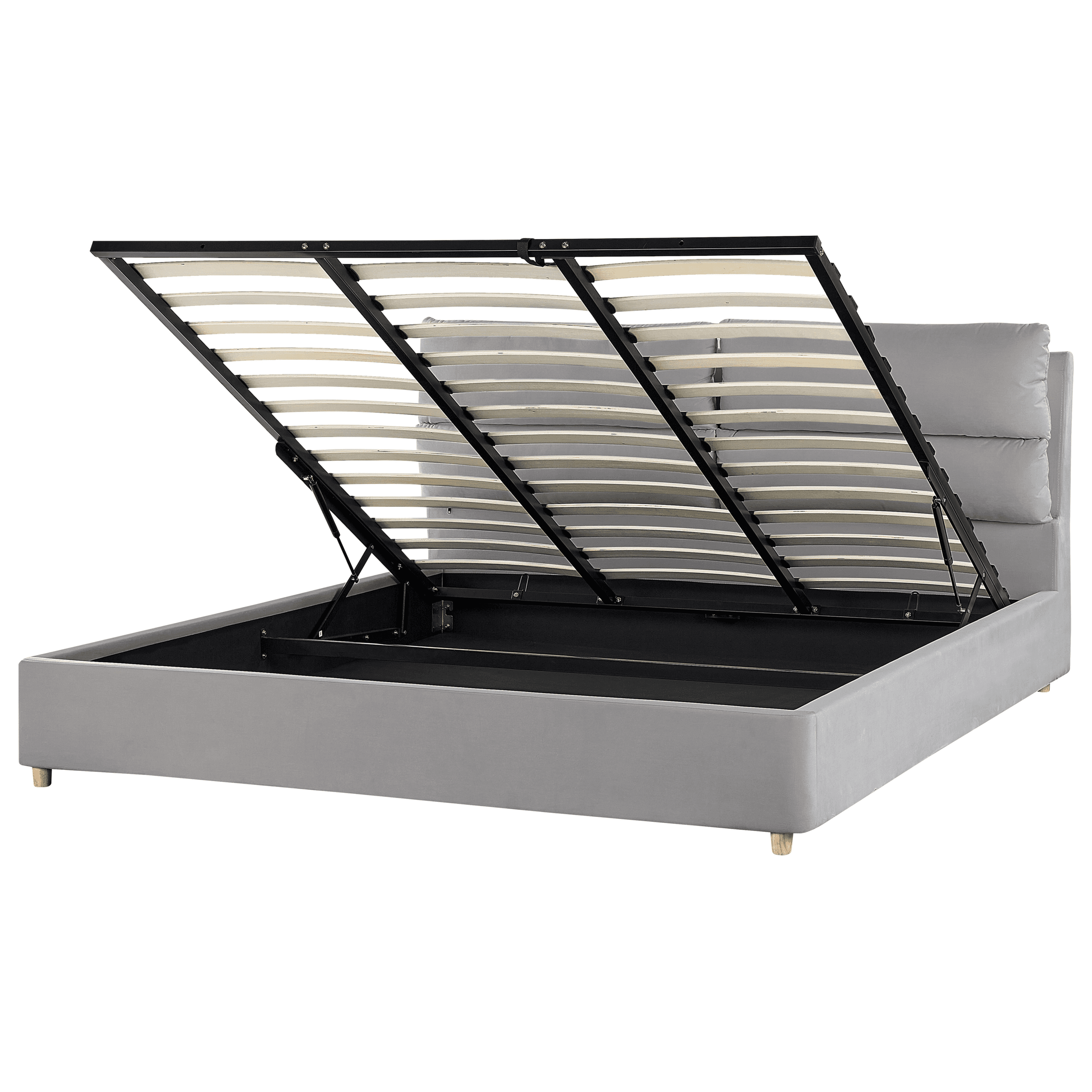 Sänky säilytystilalla sametti BATILLY 180 x 200 cm Vaaleanharmaa