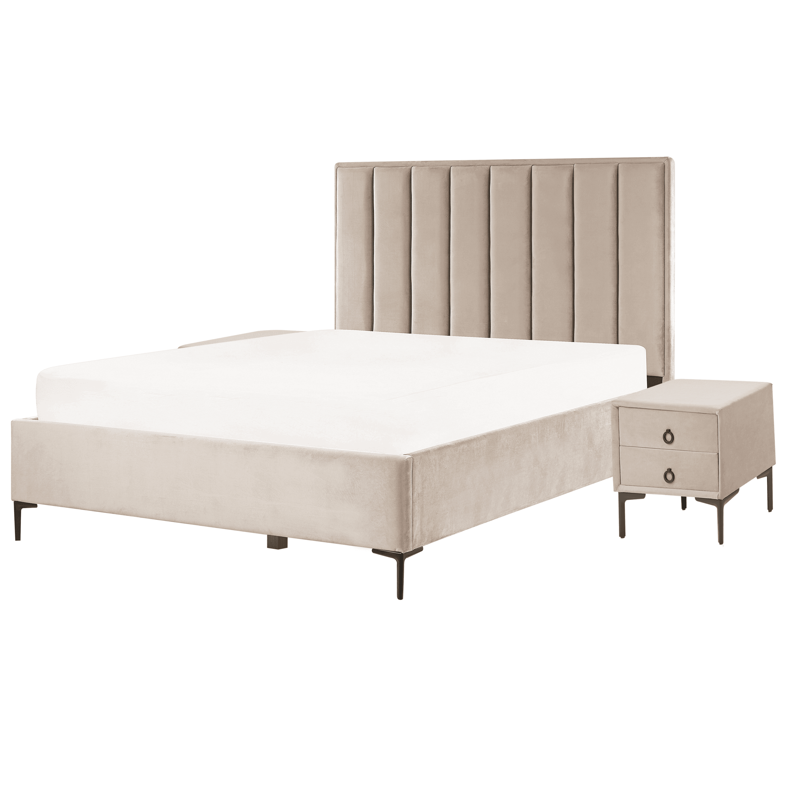 Makuuhuonesetti sametti SEZANNE 160 x 200 cm Ruskeanharmaa