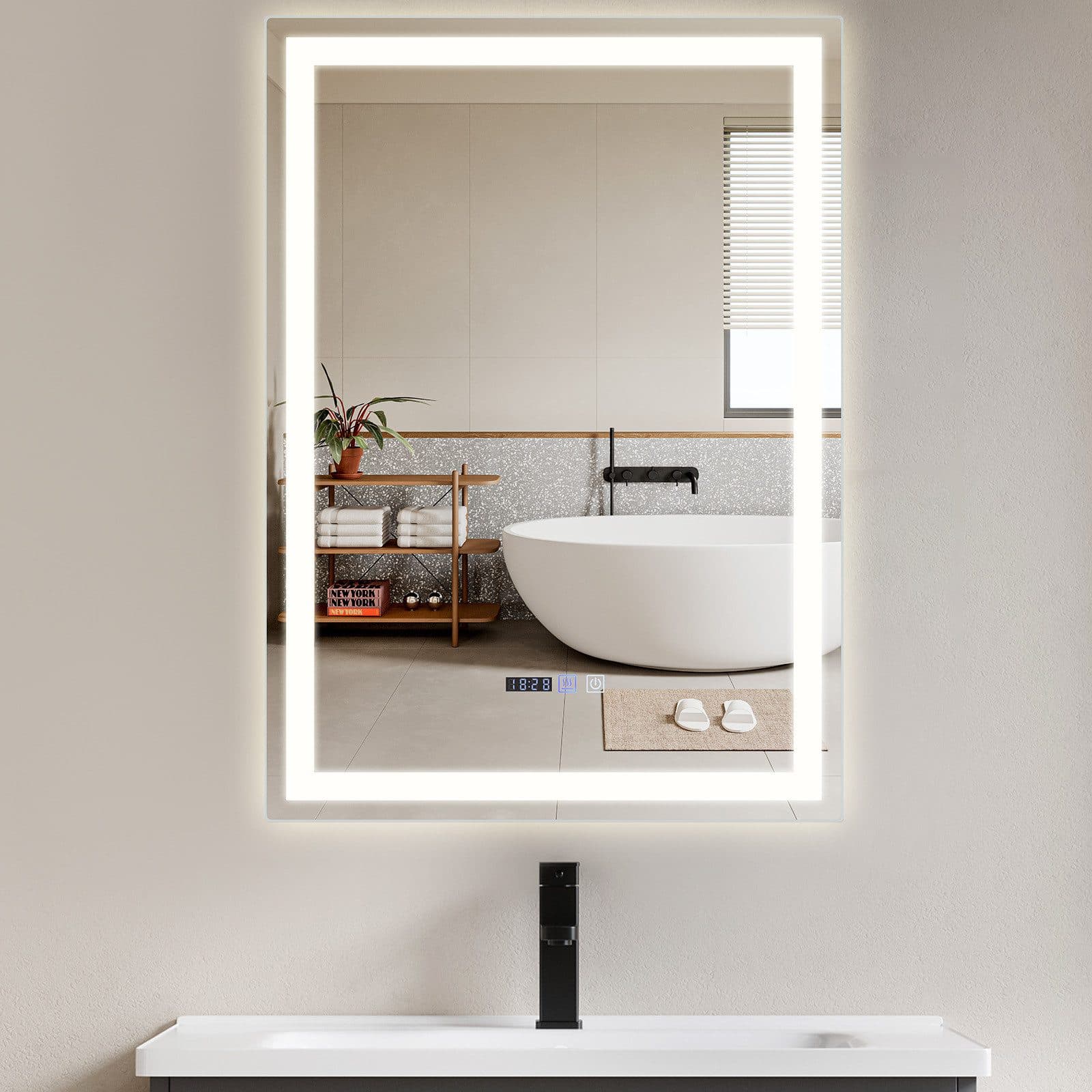 ZMH Kylpyhuoneen peili 50*70CM LED-valaistuksella ja kosketustoiminnolla