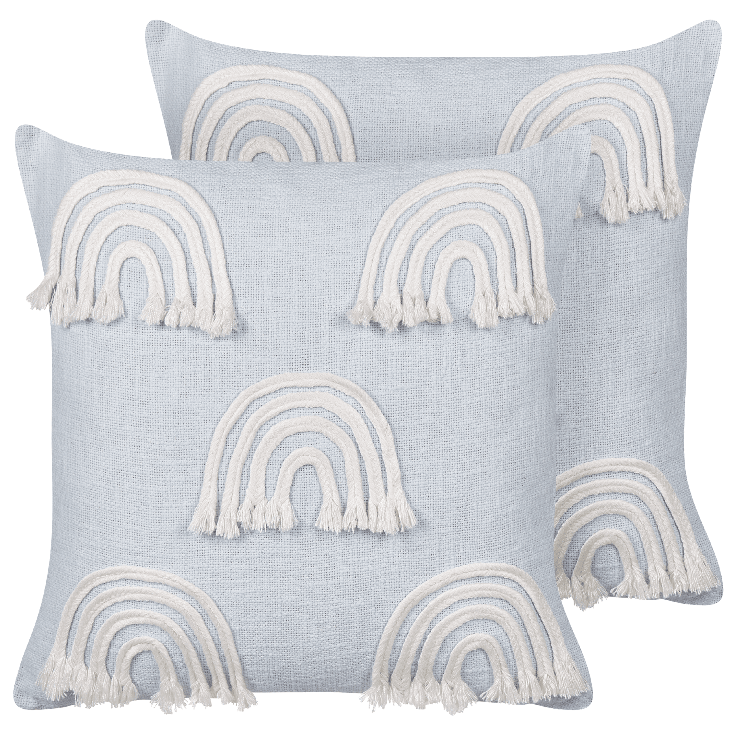 Koristetyynysetti 2 kpl LEEA puuvilla 45 x 45 cm Vaaleansininen