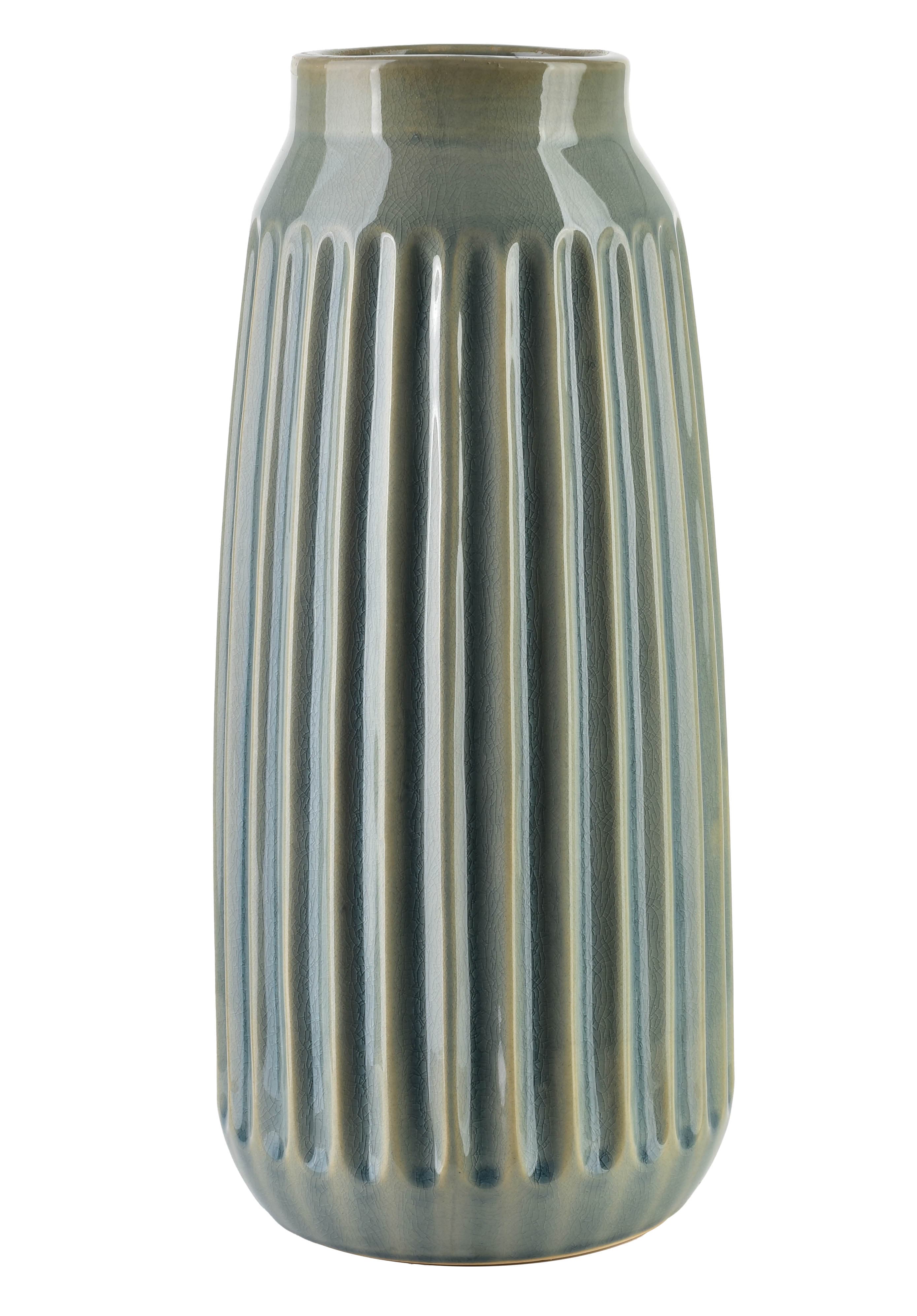 MONDEX keramiikkamaljakko, vaalea beige, käsin koristeltu, 16 x 16 x 35,5 cm