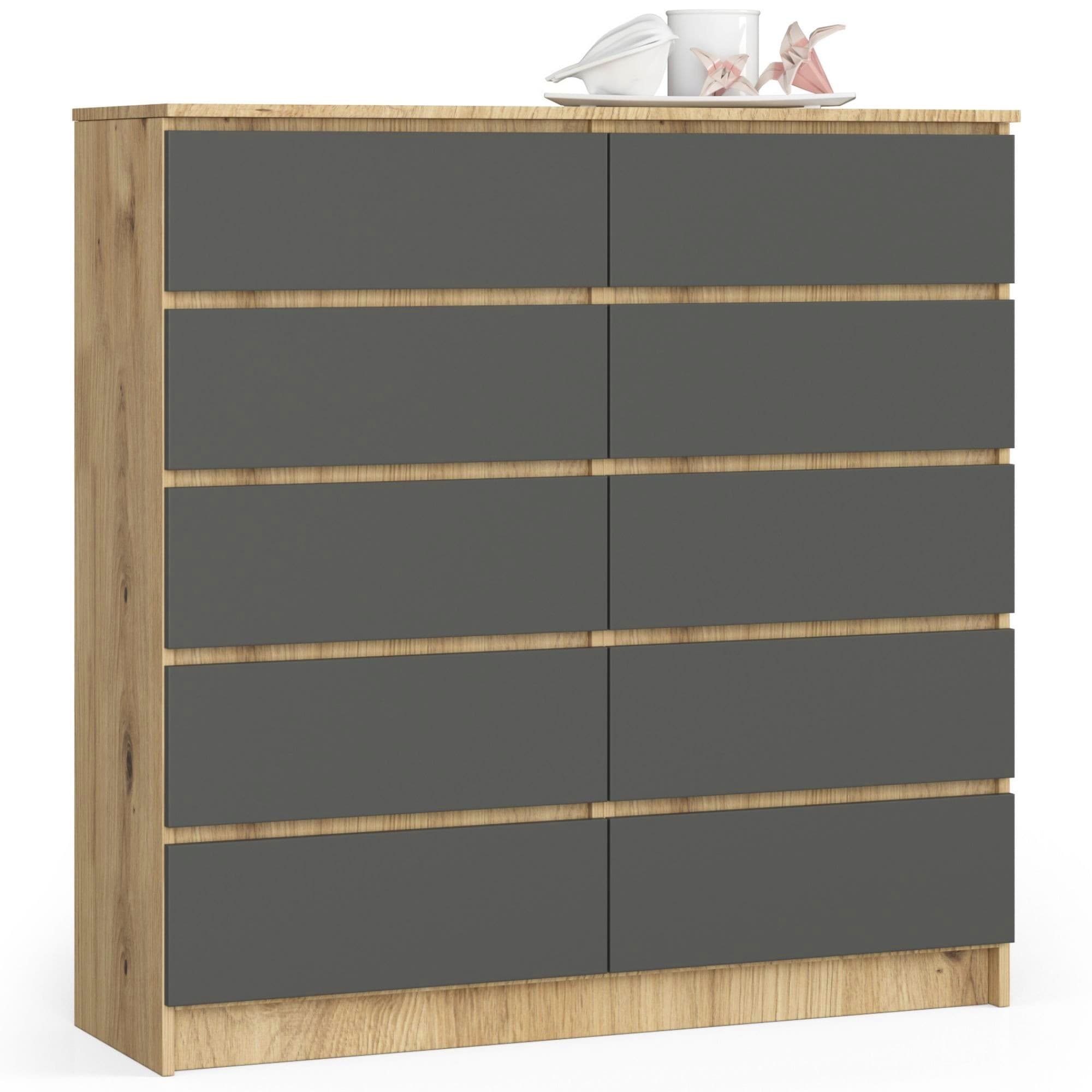 Akord Lipasto 10 Laatikkoa Artisan-tammi/Grafiitti 120x40x121