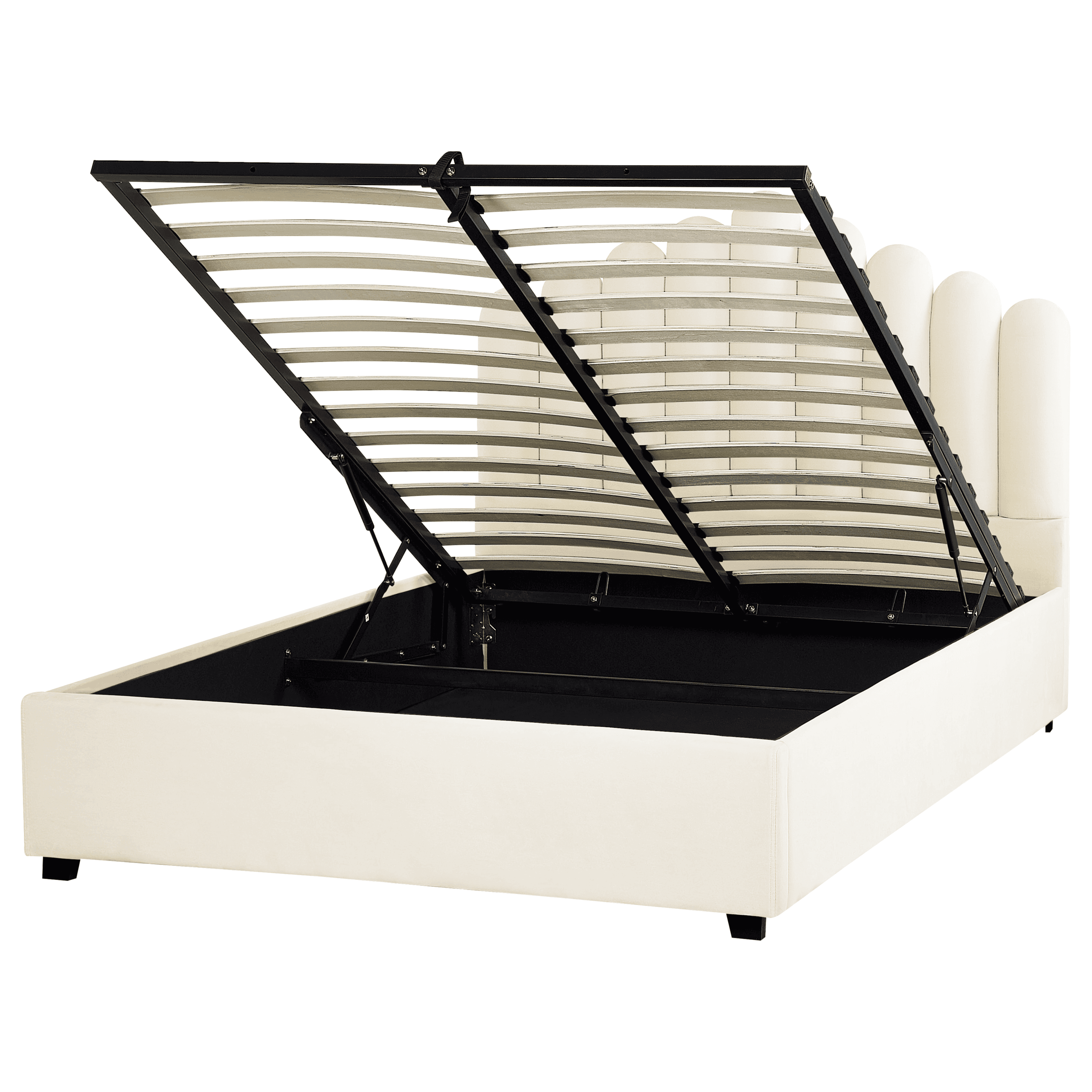 Sänky säilytystilalla sametti VINCENNES 140 x 200 cm Luonnonvalkoinen