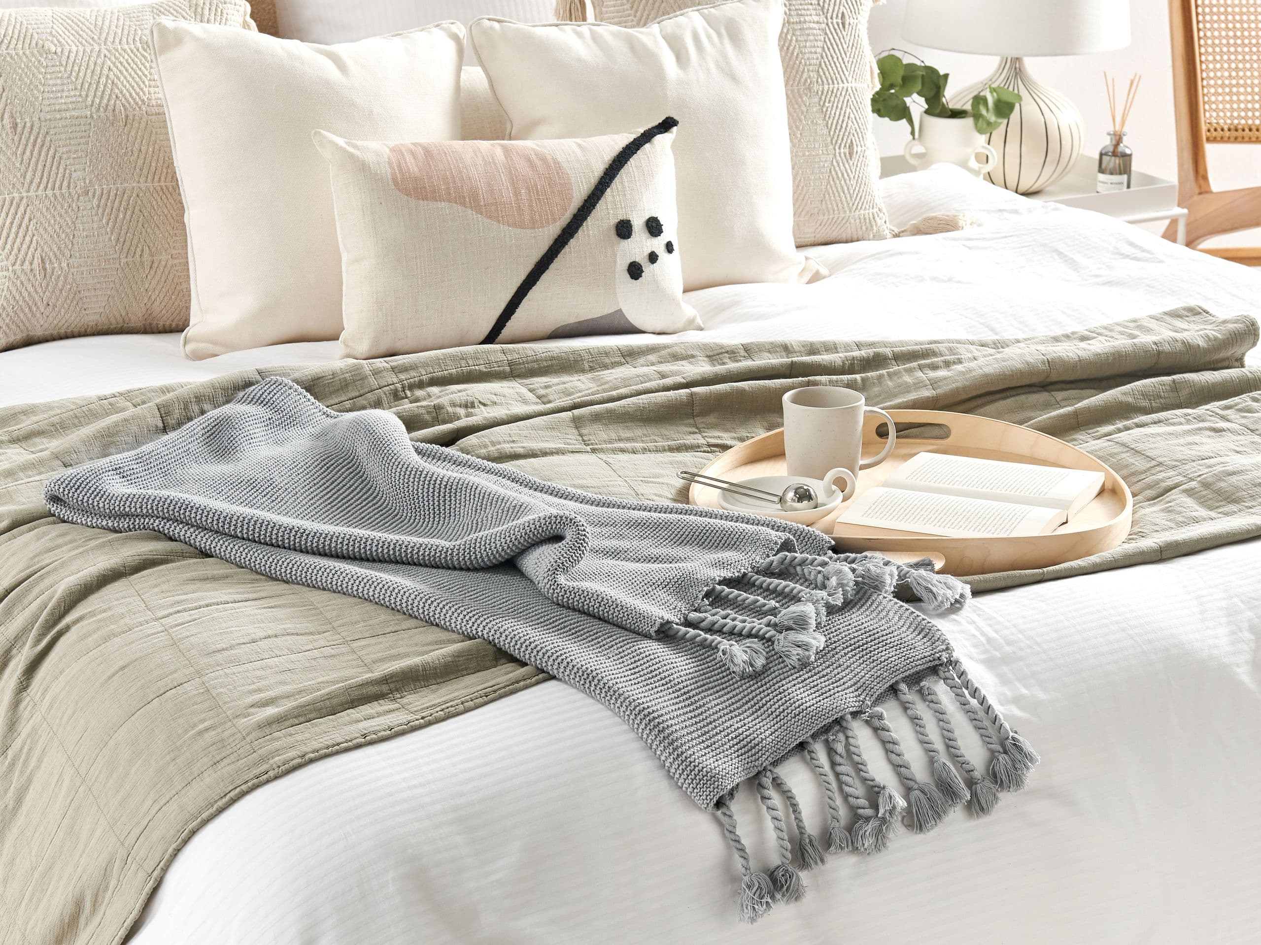 Torkkupeitto NAZILLI puuvilla 125 x 150 cm Vaaleanharmaa