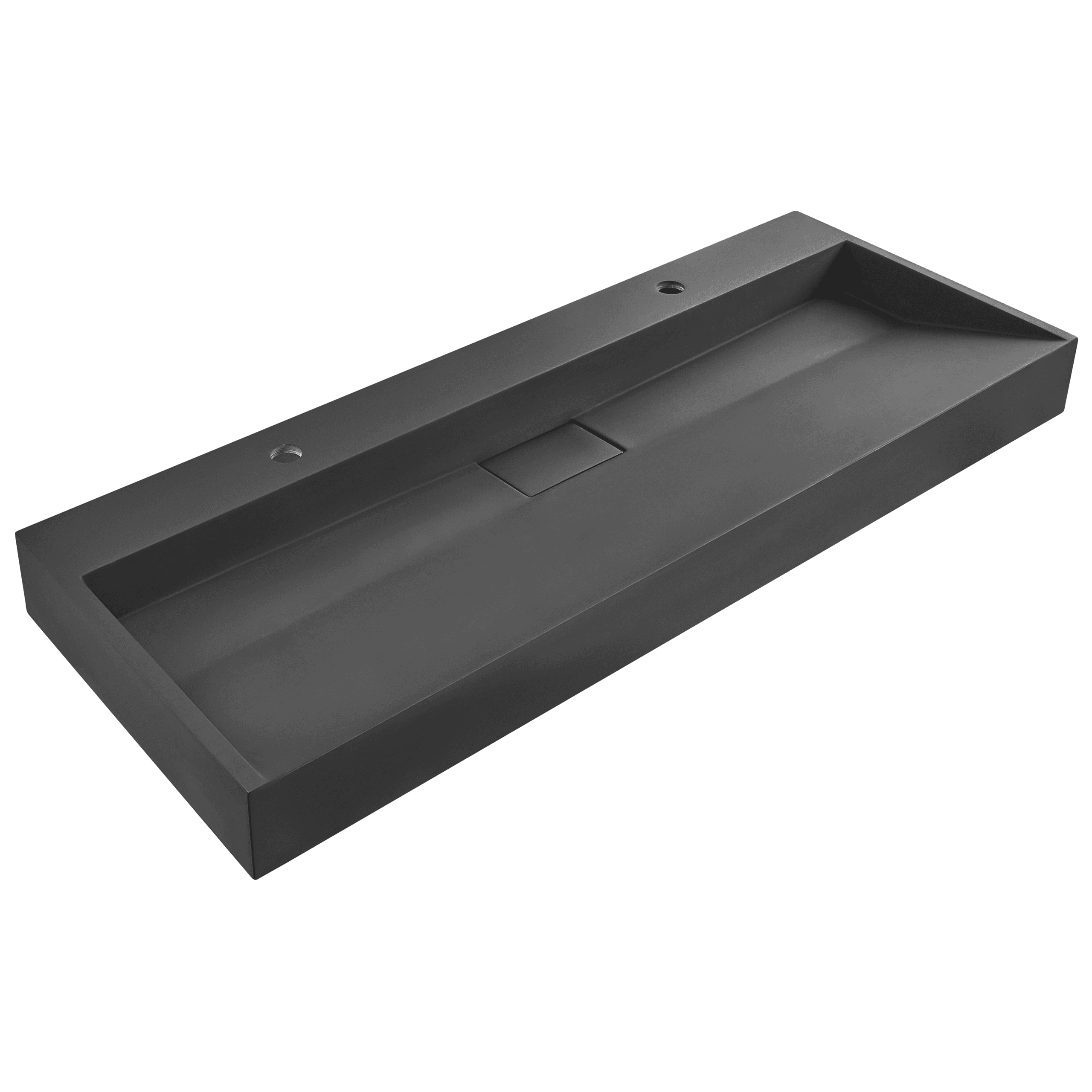 Seinään kiinnitettävä kaksoispesuallas QUENKO 120 x 46 cm mineraalivalu Musta