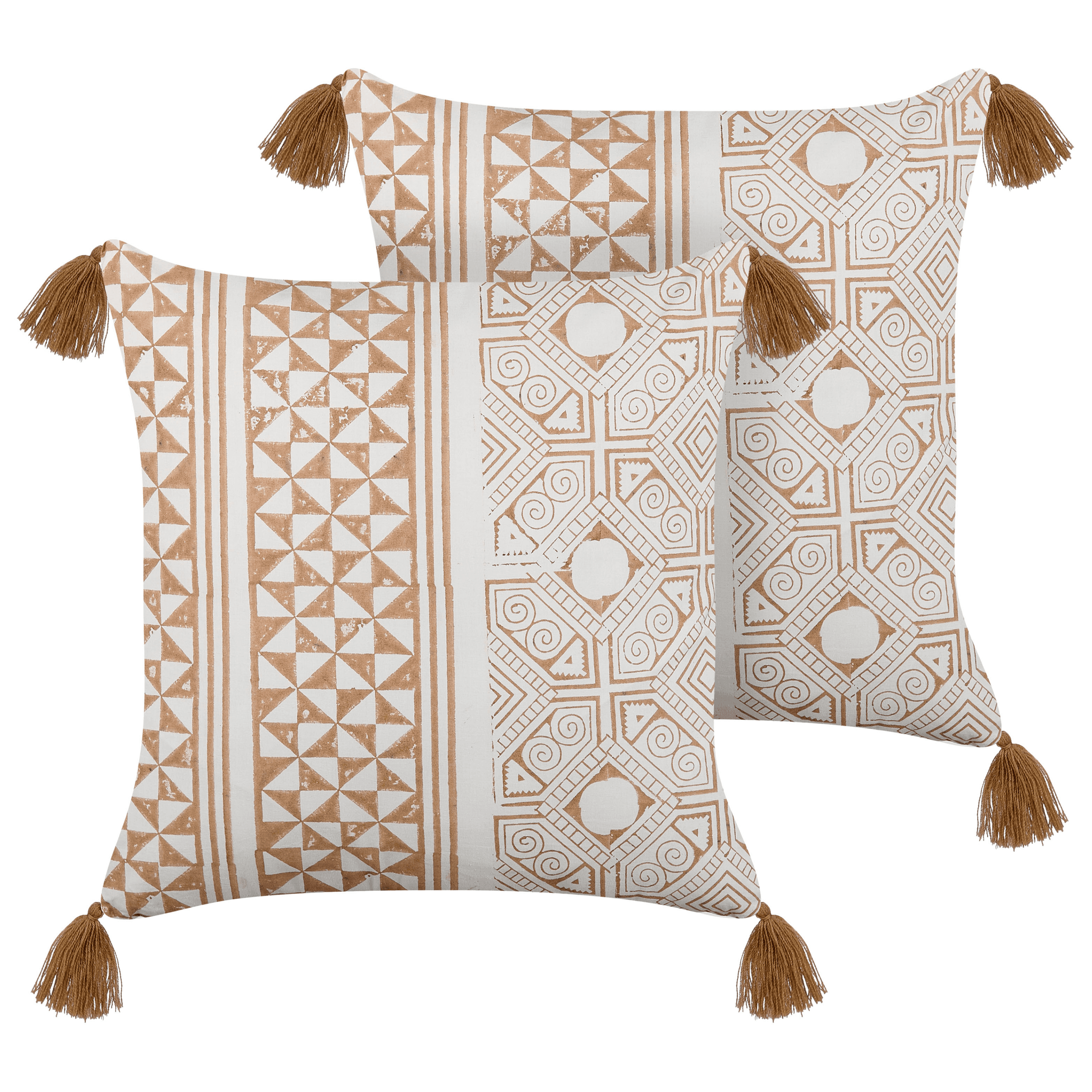 Koristetyynysetti 2 kpl MALUS puuvilla 45 x 45 cm Vaaleanruskea Itämainen kuvio