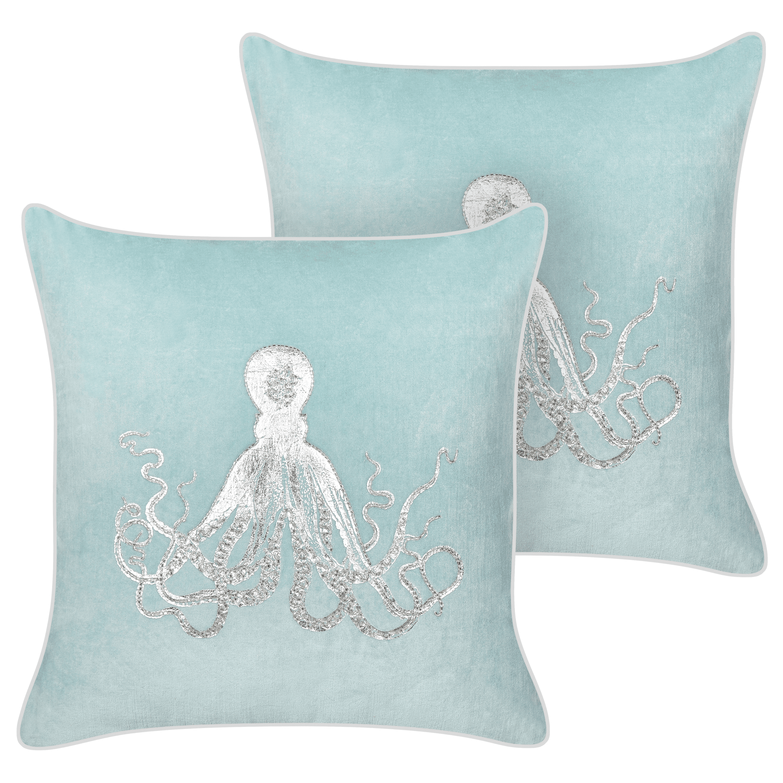 Koristetyynysetti 2 kpl LAMINARIA sametti 45 x 45 cm Vaaleansininen Eläinkuvio