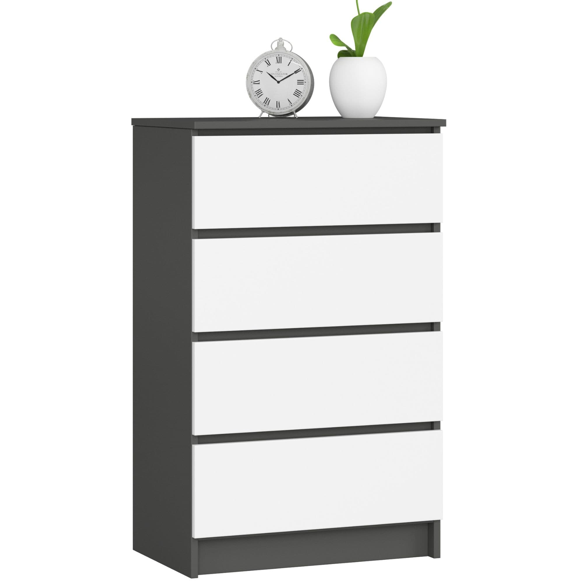 Akord Lipasto 4 laatikkoa Grafiitti/Valkoinen 60x40x99