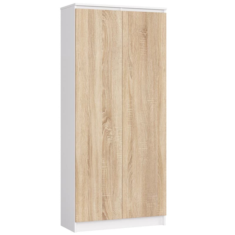 Akord Hylly 2-ovinen 8-tasoinen Valkoinen/Sonoma-tammi 80x35x180