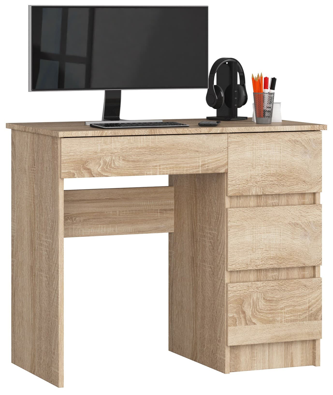 Akord Kirjoituspöytä 3 Laatikkoinen Oikea Sonoma-tammi 90x50x77