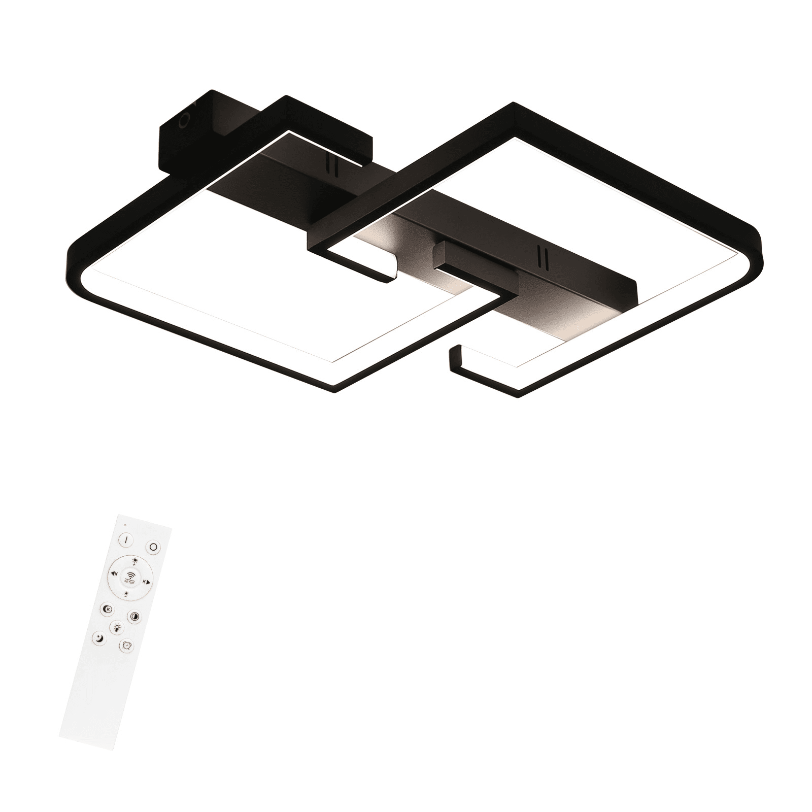 NETTLIFE LED - kattovalaisin, 45W metalli, 60CM olohuone, himmennettäväKaukosäätimellä, musta moderni, muotoilu makuuhuoneeseen
