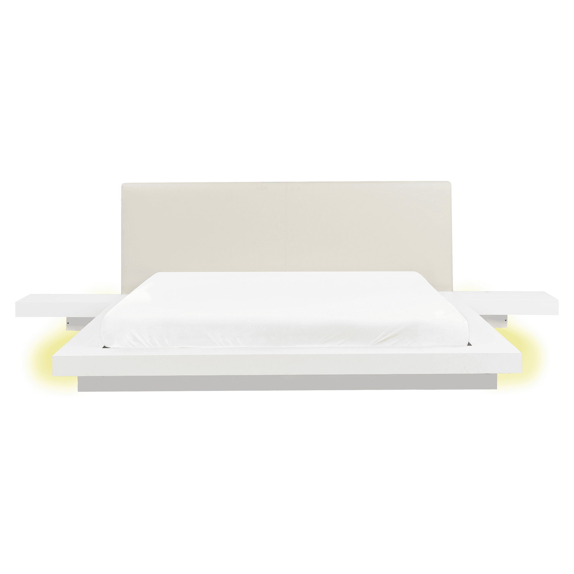 Sänky LED-valoilla keinonahka ZEN 160 x 200 cm Valkoinen