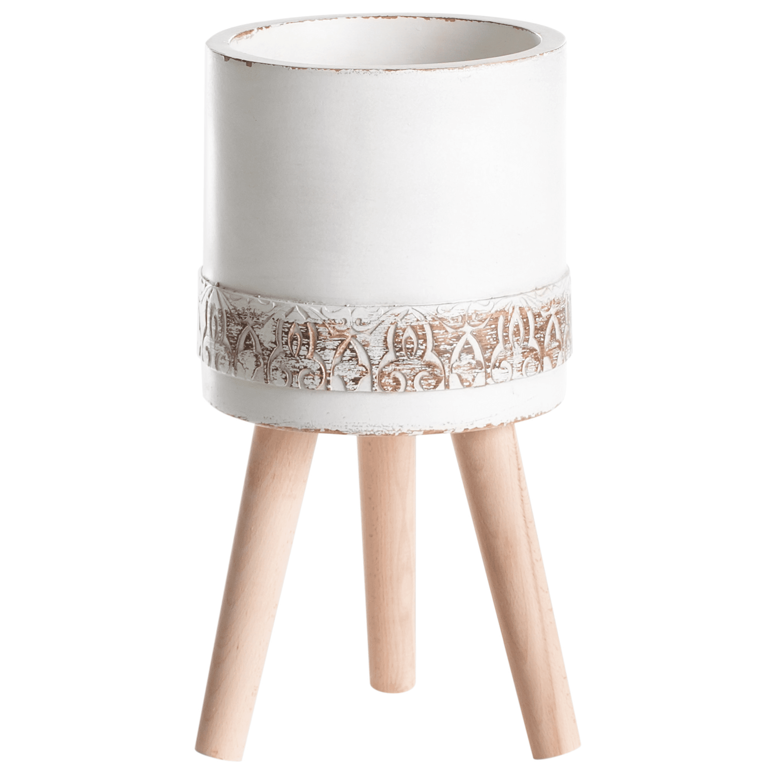 Korotettu kukkaruukku SKIATOS 22 cm Luonnonvalkoinen