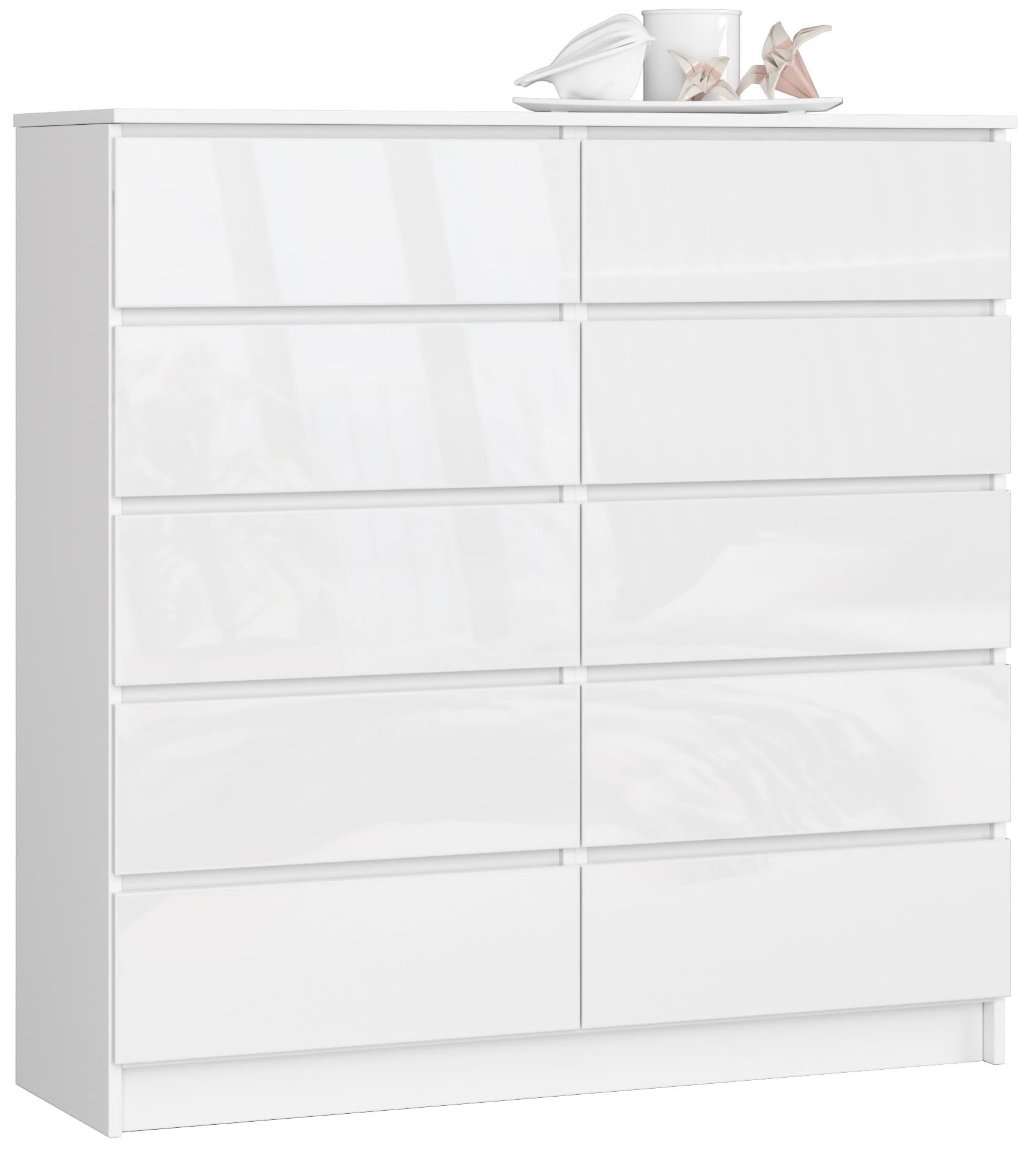 Akord Lipasto 10 Laatikkoa Valkoinen Korkeakiilto 120x40x121