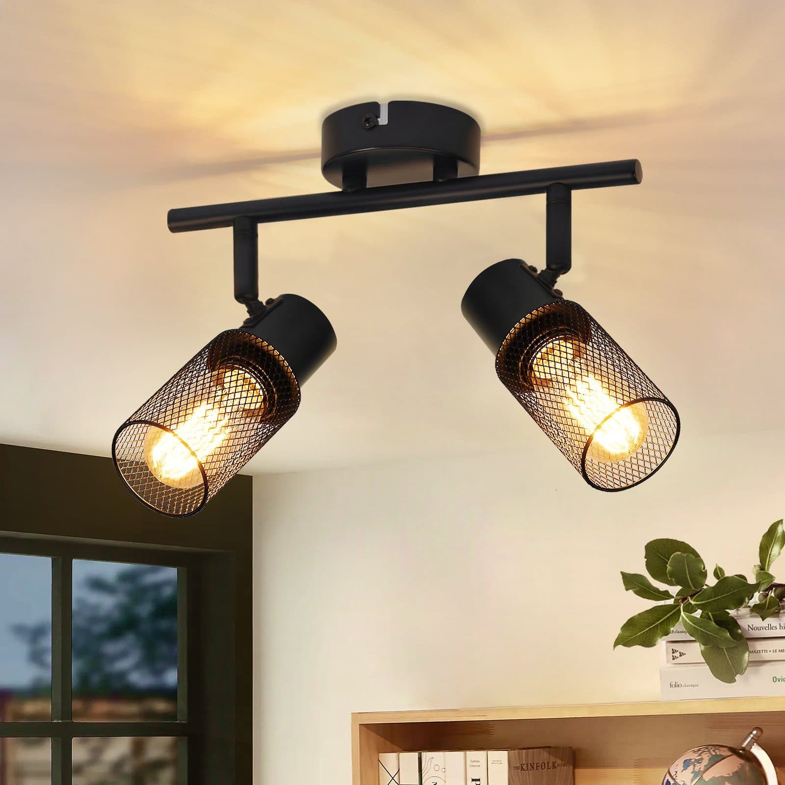 ZMH 2 -metalliset kattovalaisimet, 330° kääntyvät, E27 LED, sopivat käytäville, olohuoneisiin (polttimo ei sisälly toimitukseen)
