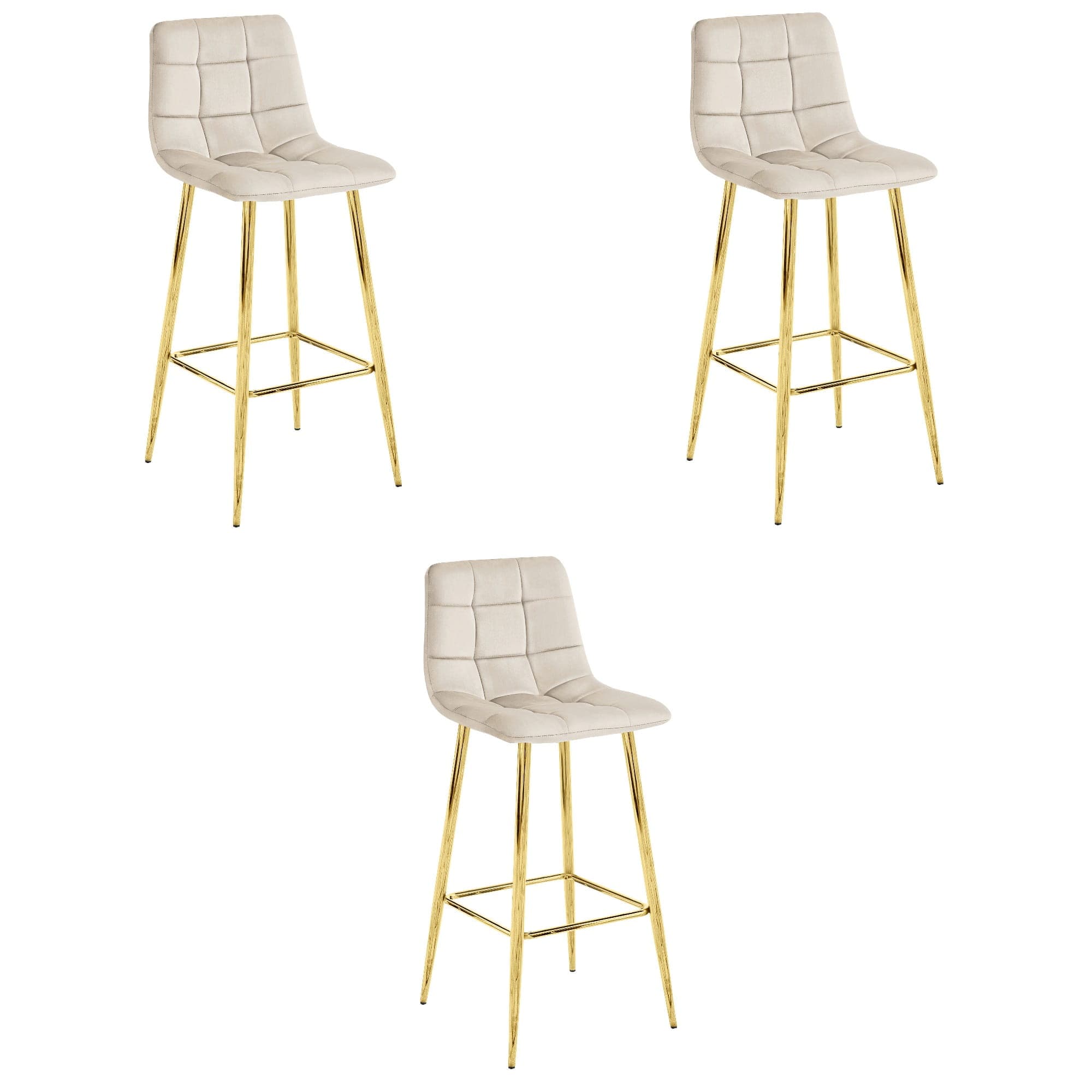 ARCETO jakkara - beige sametti / KULTAISET jalat x 3