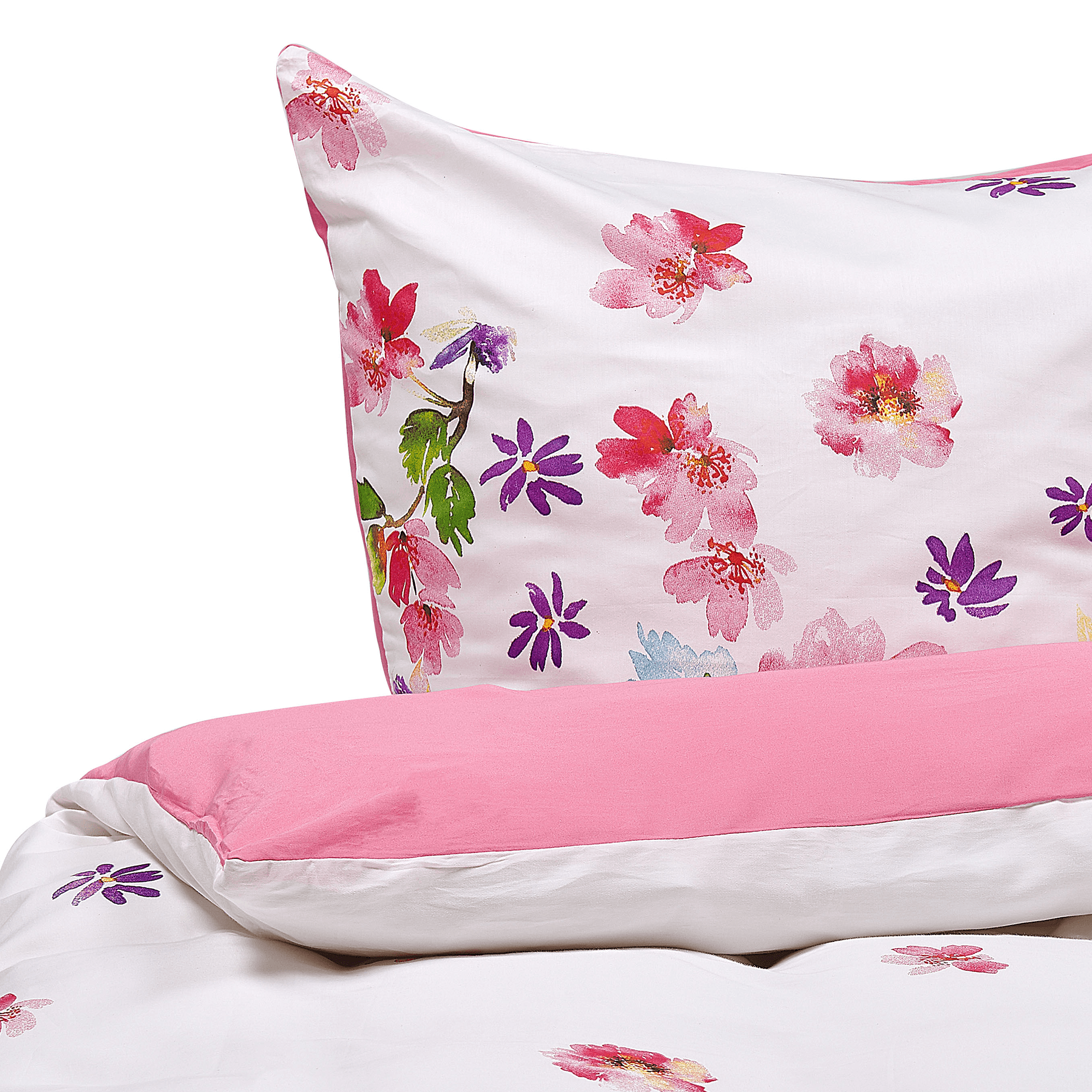 Pussilakanasetti LARYNHILL Puuvillasatiini 155 x 220 cm Vaaleanpunainen