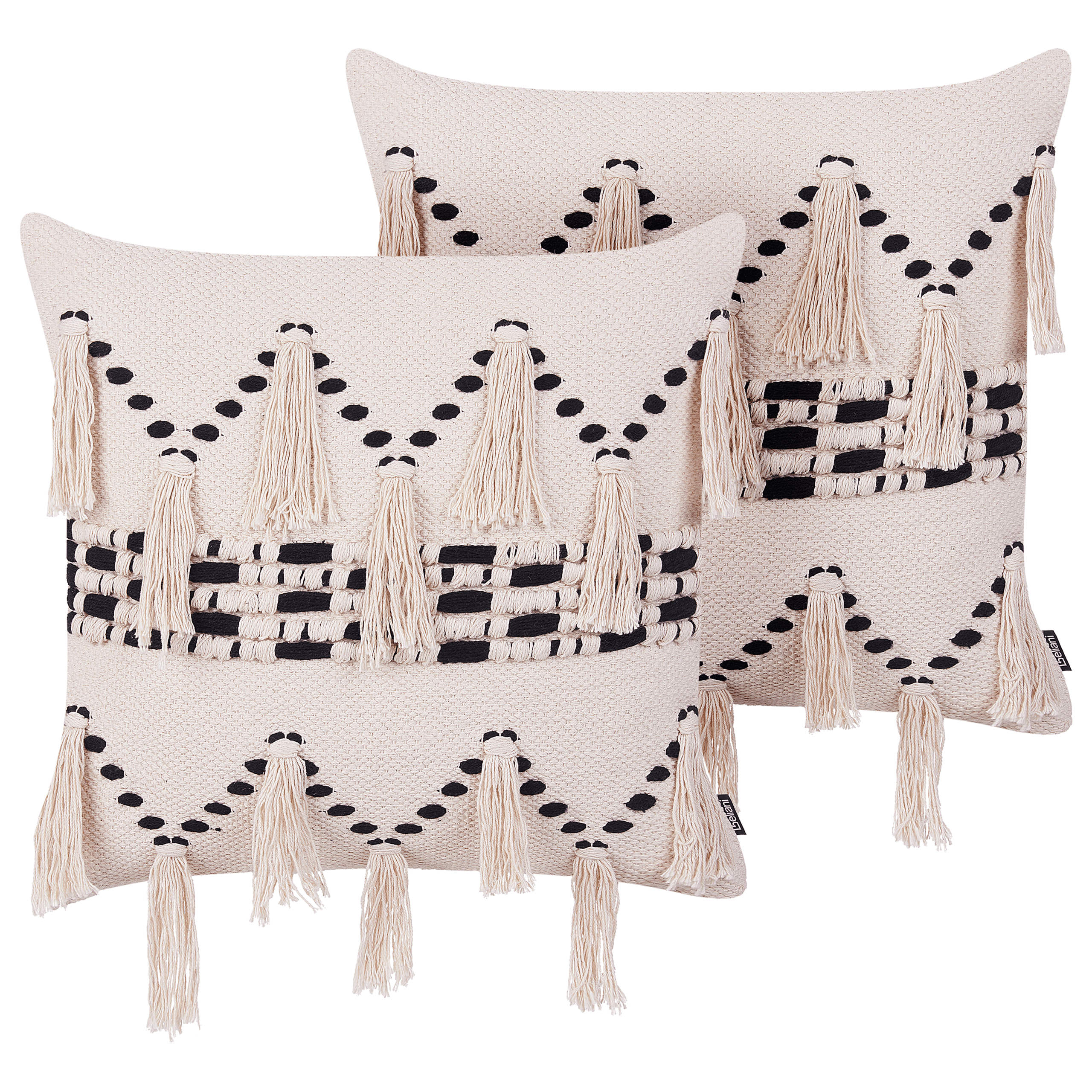 Koristetyynysetti 2 kpl THONDI puuvilla 45 x 45 cm Beige Raitakuvio