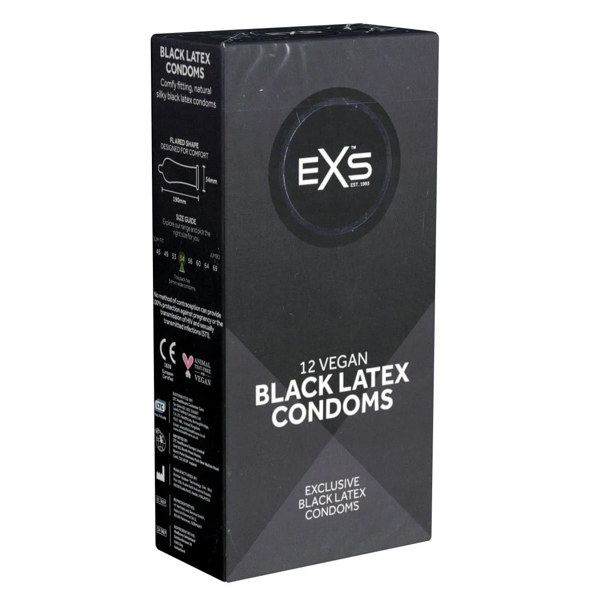 EXS Black Latex Comfy Fit 12-pakkaus
