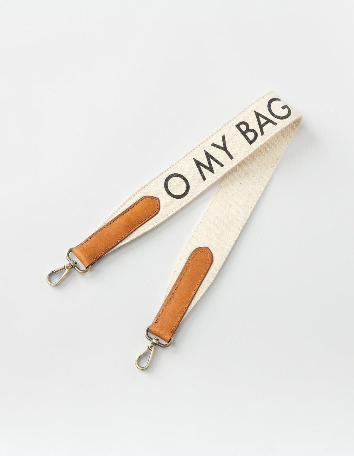 Shoulder Canvas Logo Strap White & Cognac Classic Leather – O My Bag