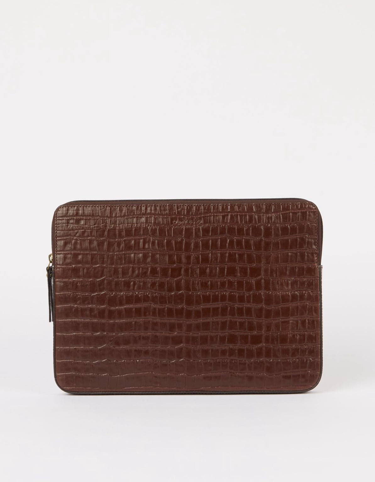 Laptop Sleeve 13"/14" Croco Print Leather Chocolate Brown – O My Bag