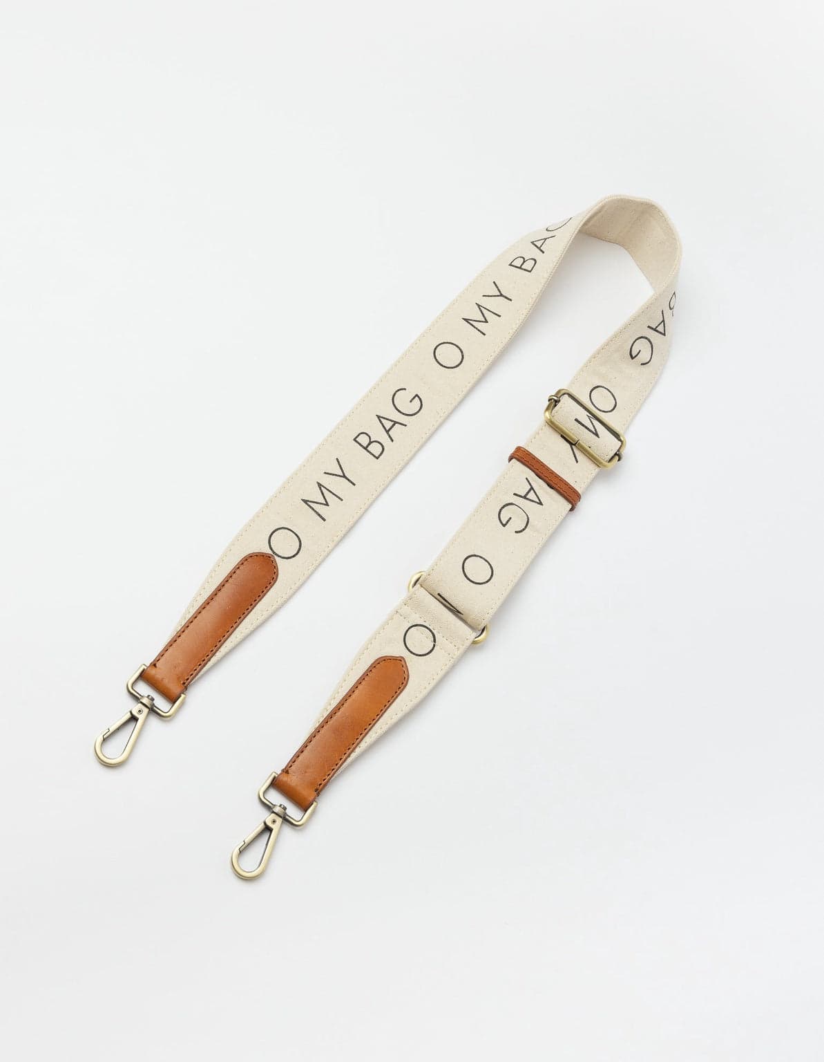 Canvas Logo Strap White & Cognac Classic Leather – O My Bag