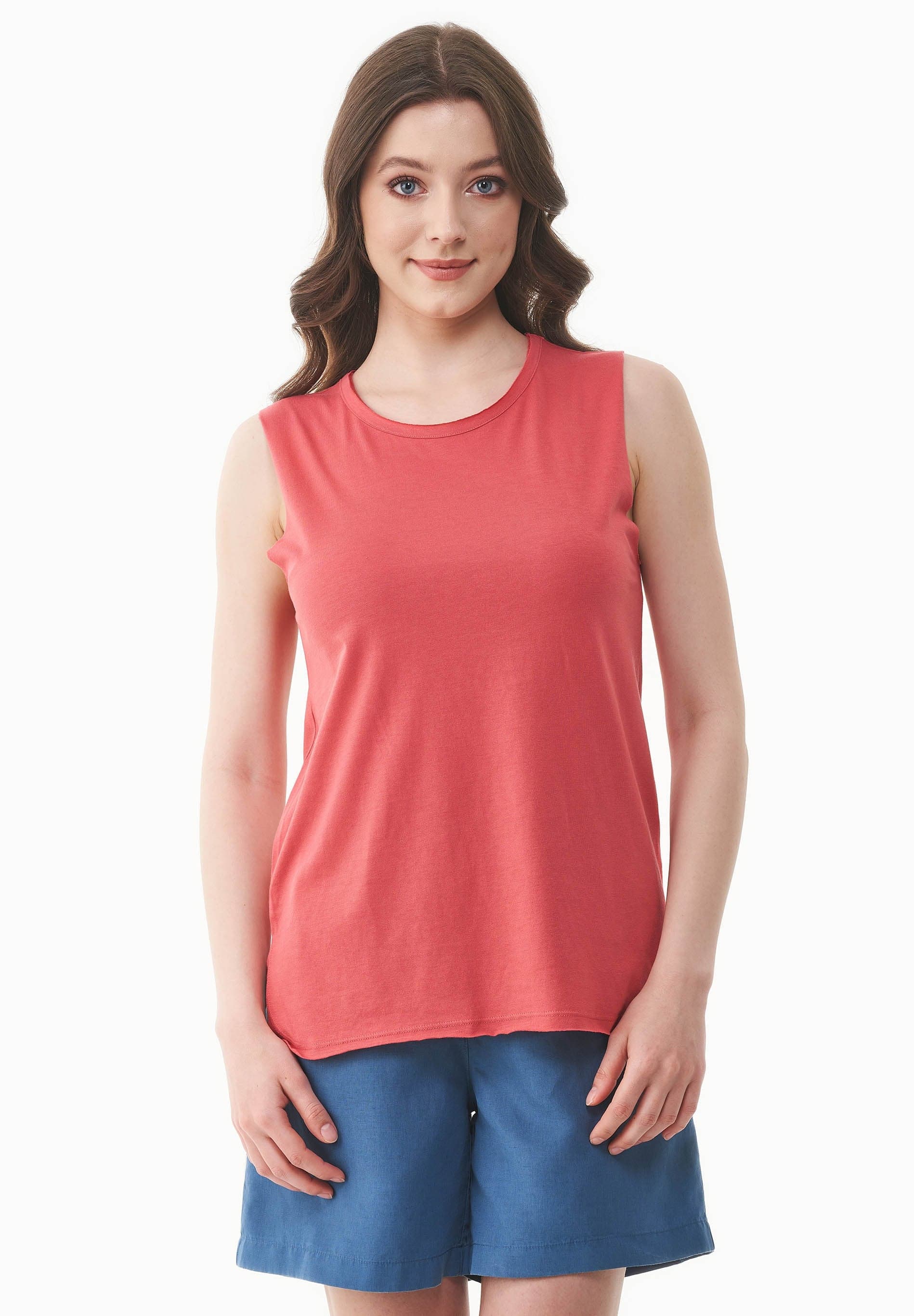 Modaalisekoite Round Neck Toppi Radiant Red – ORGANICATION